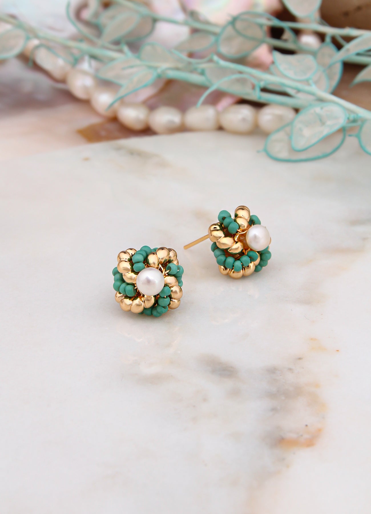 Turquoise & Pearl Earring