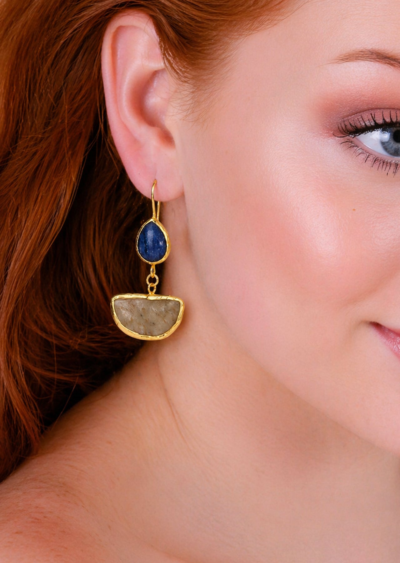 Blue & Black Rutil Earring