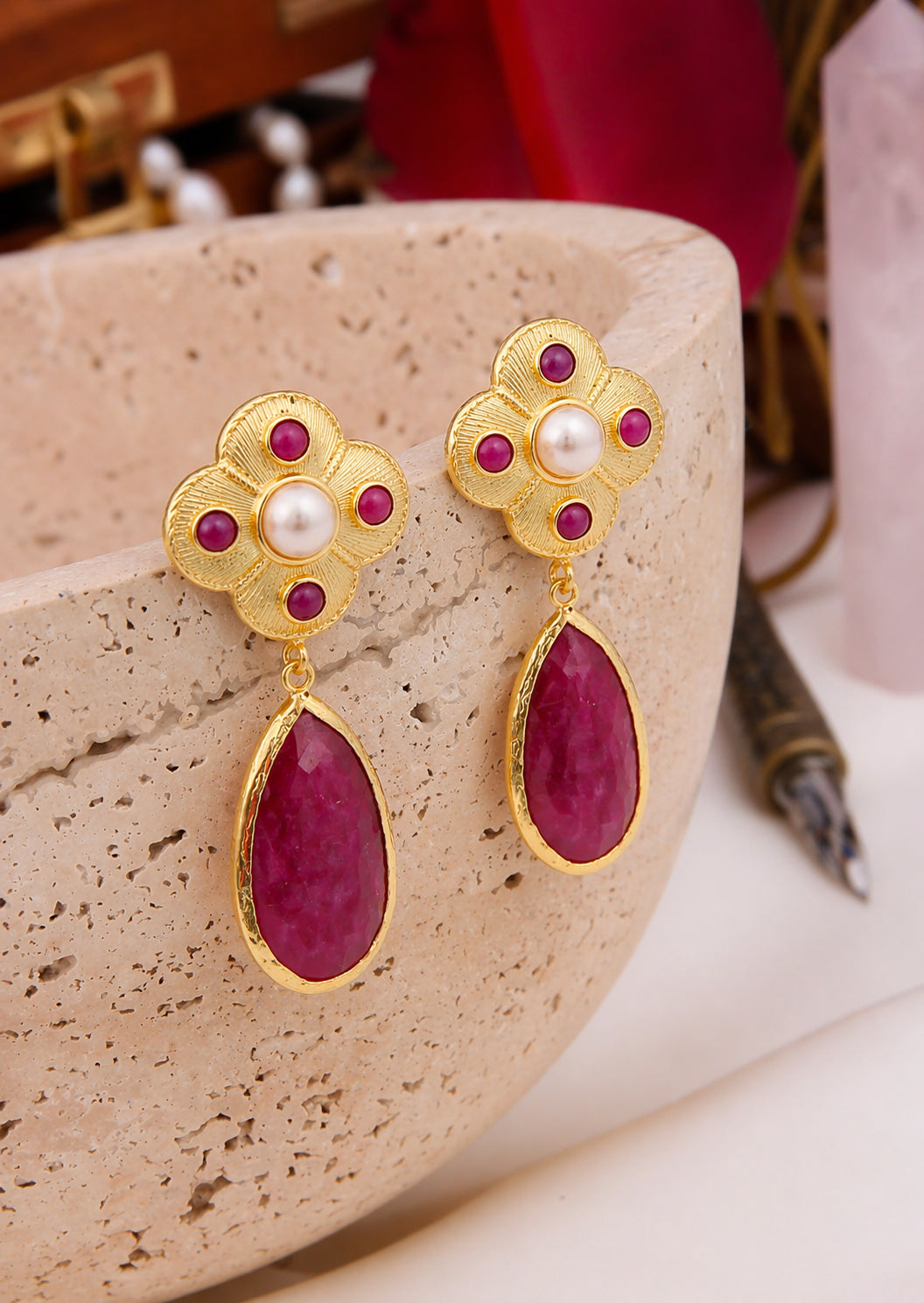 Root Ruby Earring