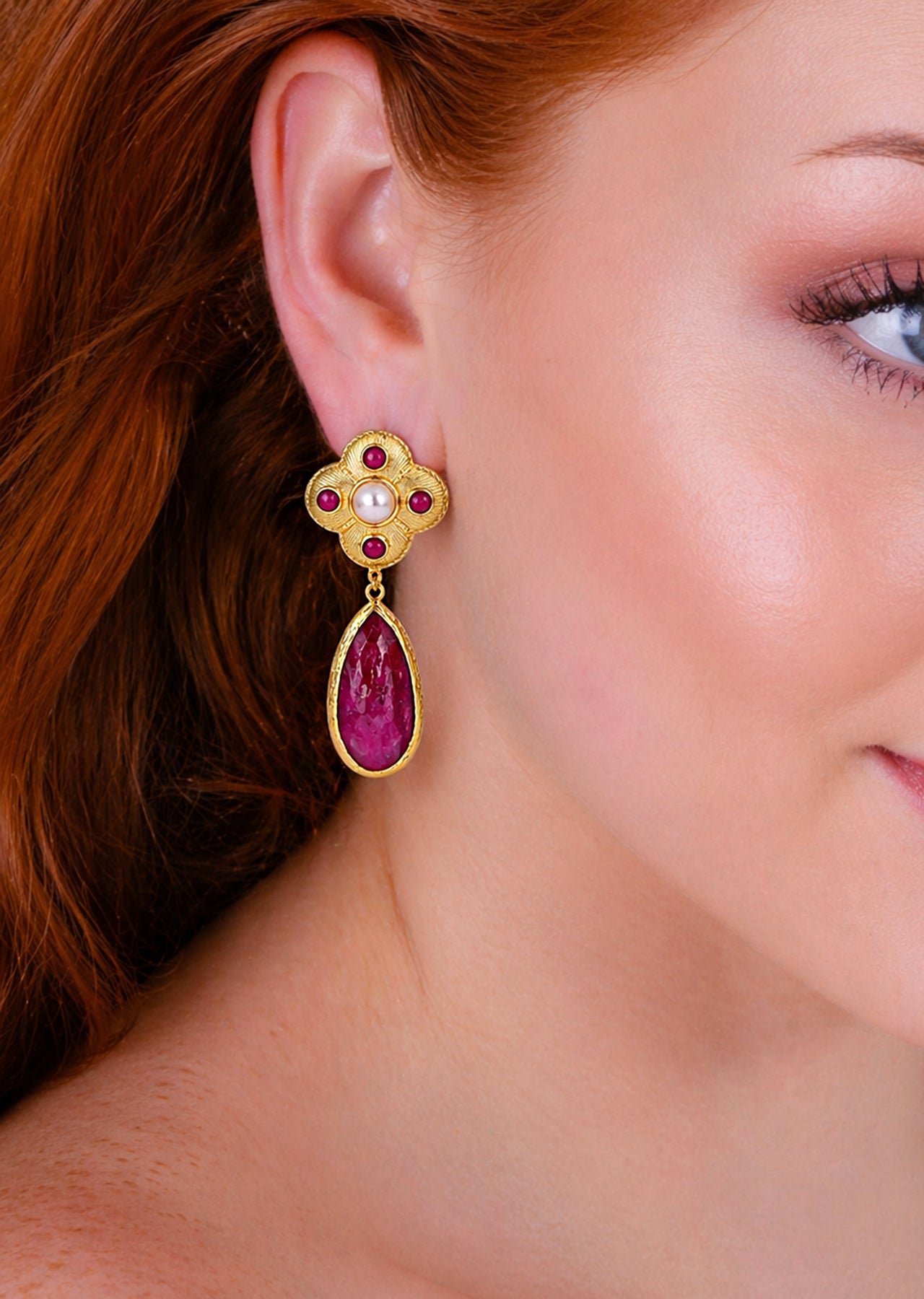Root Ruby Earring