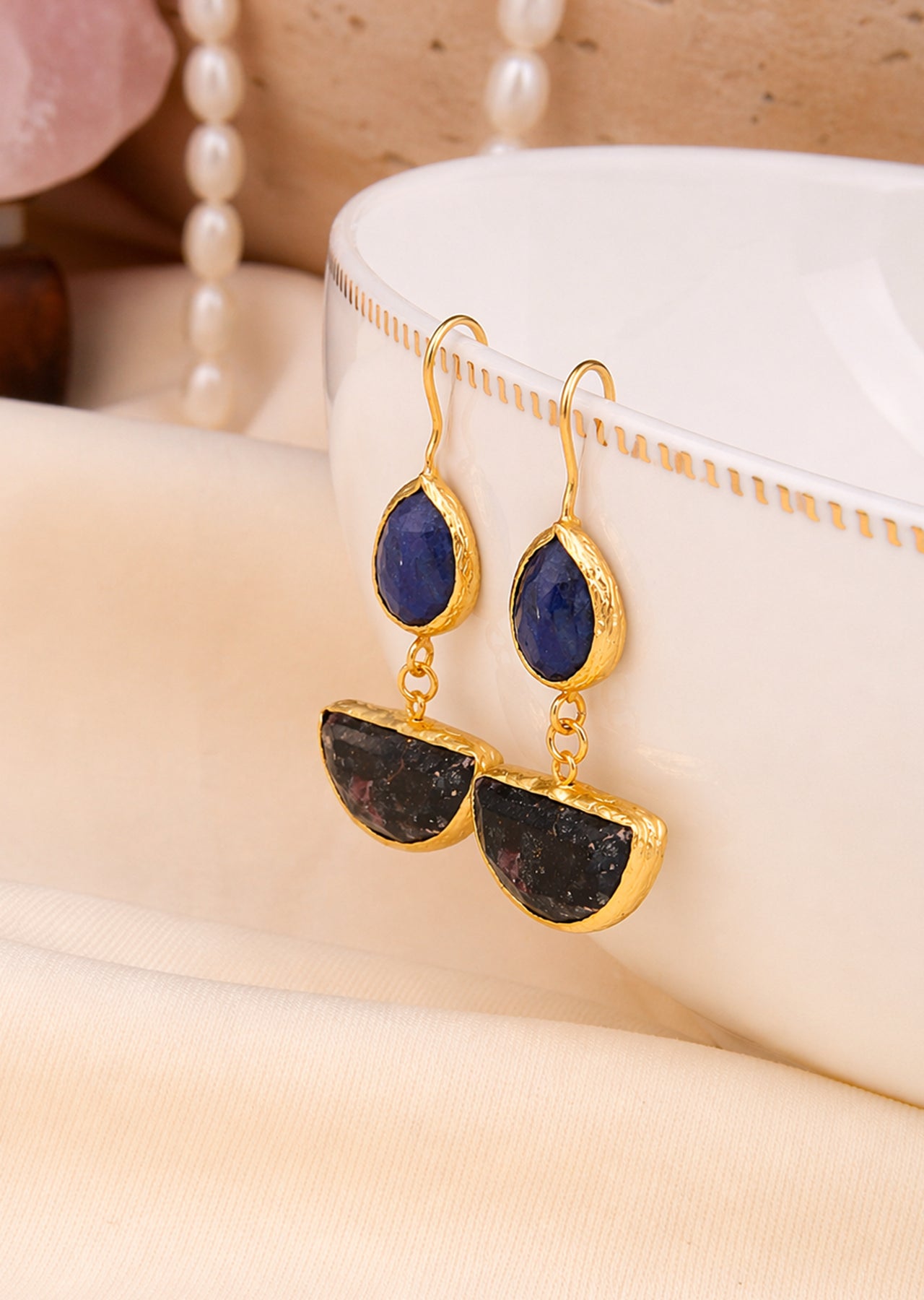 Saphire & Labradorite Earring