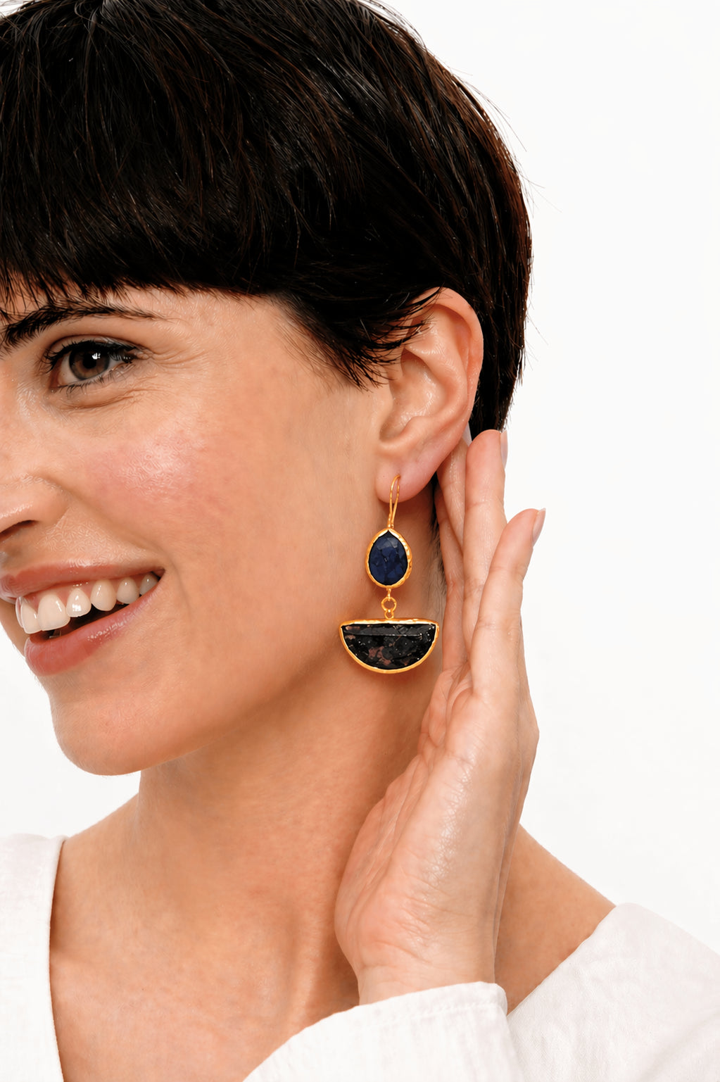 Saphire & Labradorite Earring