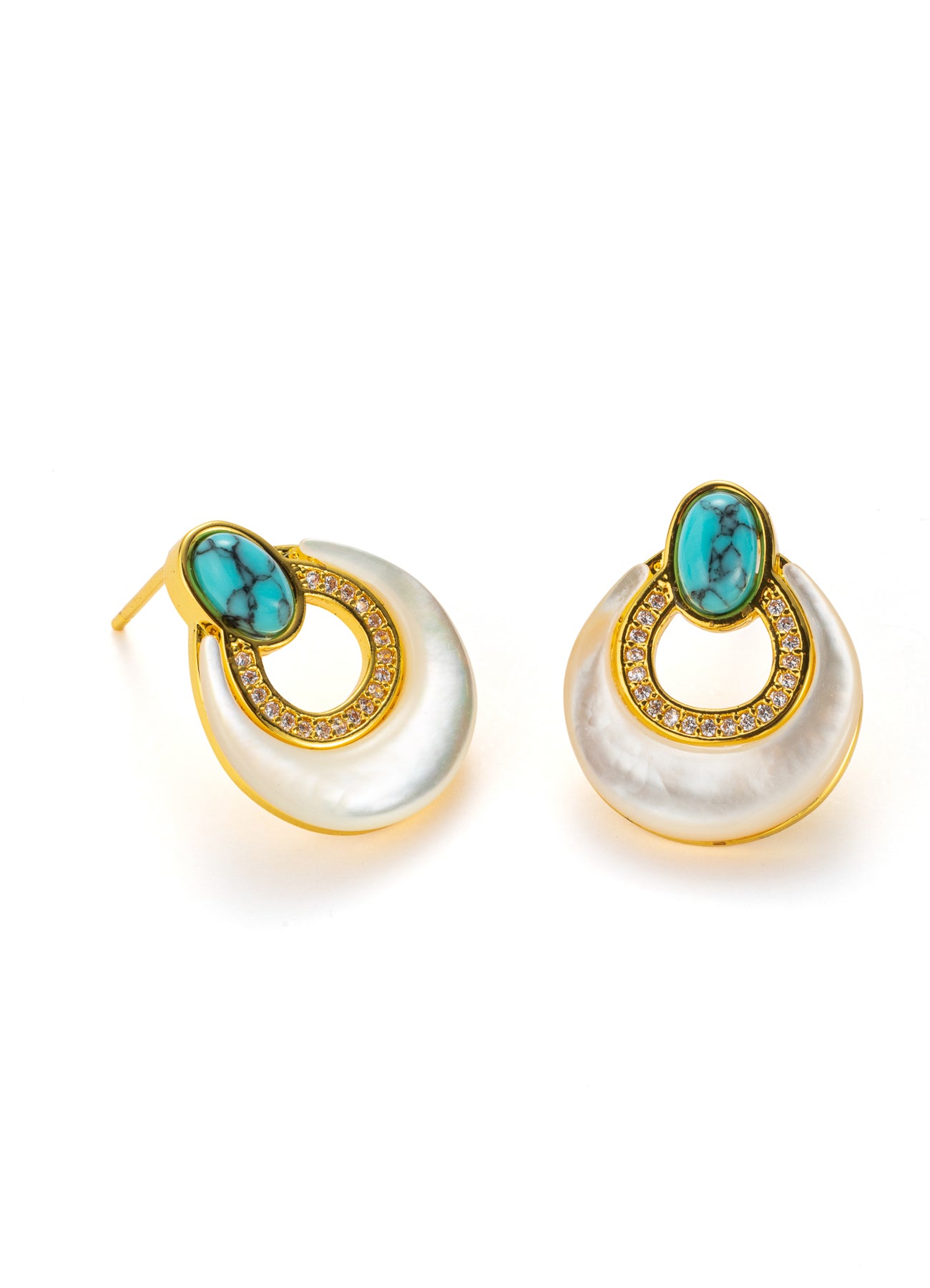 Nacre & Zircon & Turquoise Earring