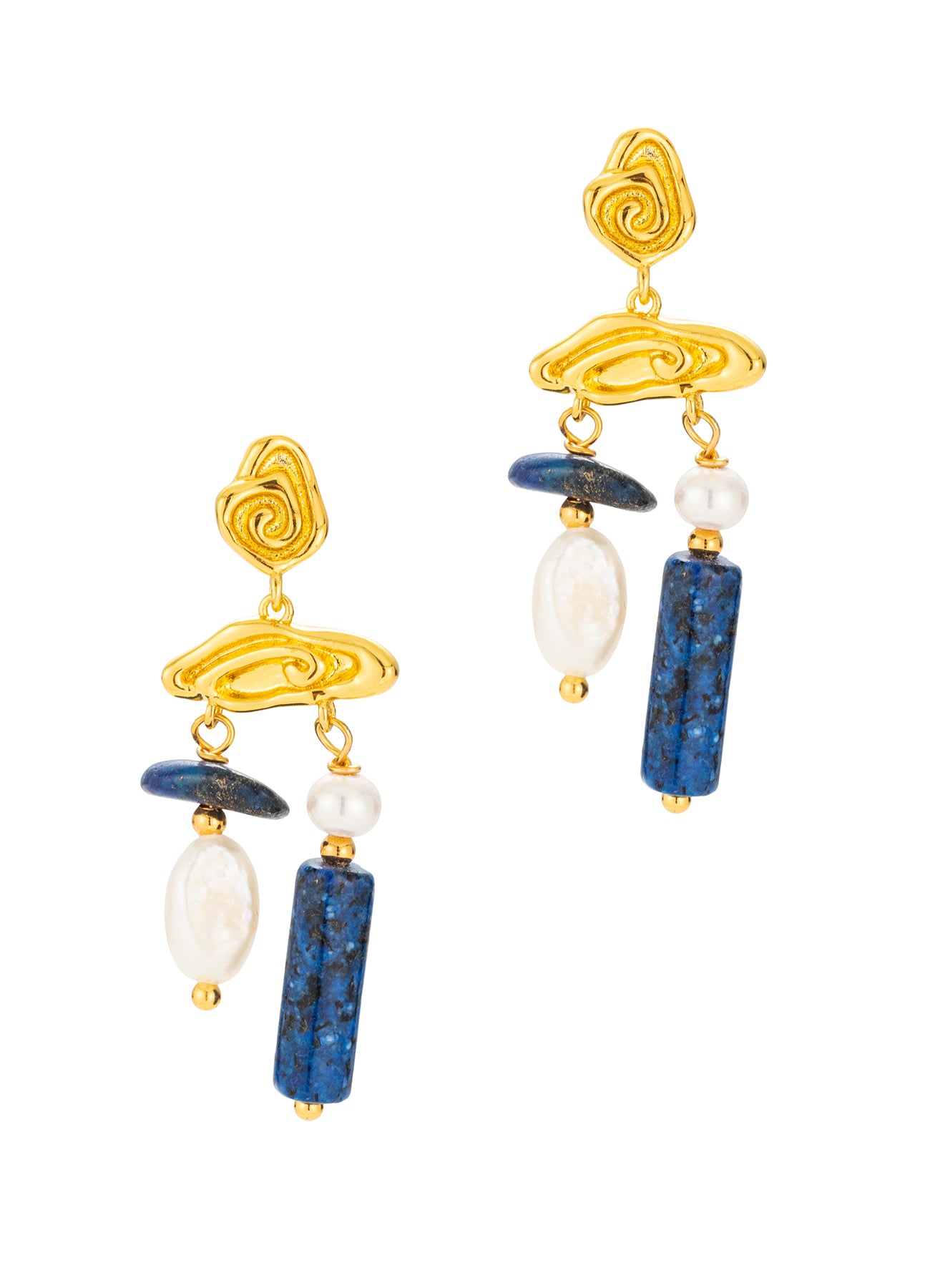 Lapis & Pearl Earring