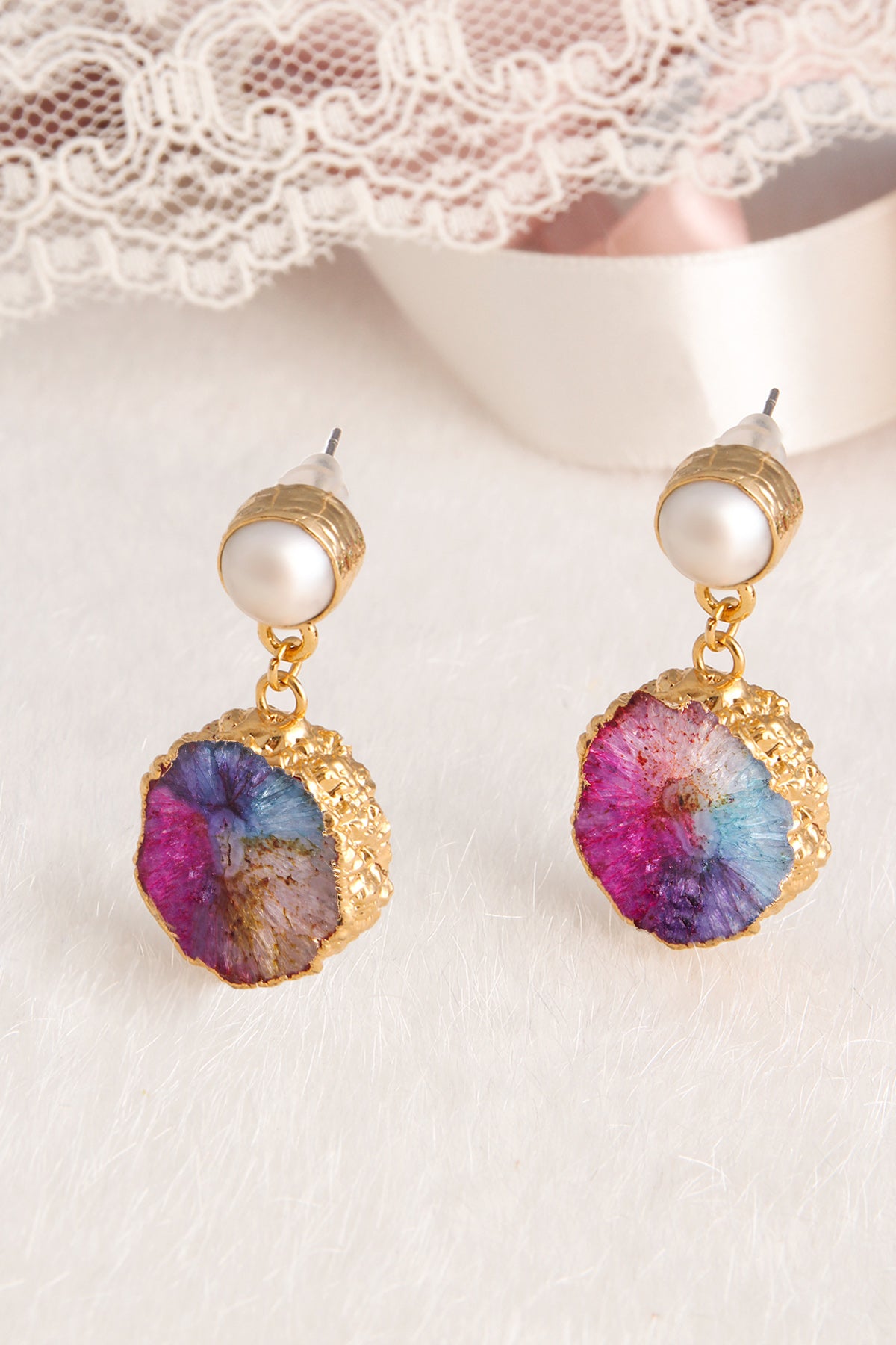Quartz & Pearl Earring