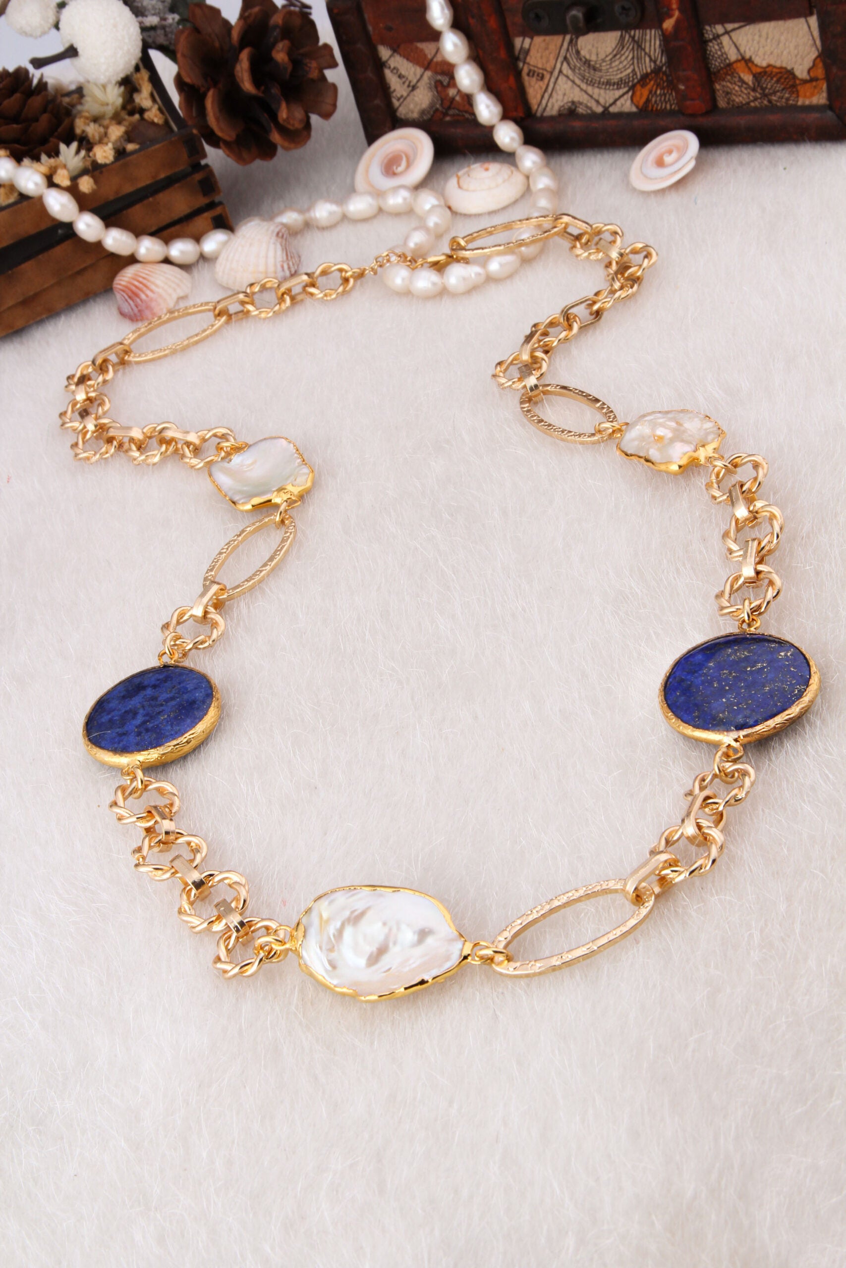 Pearl & Lapis Lazuli Necklace