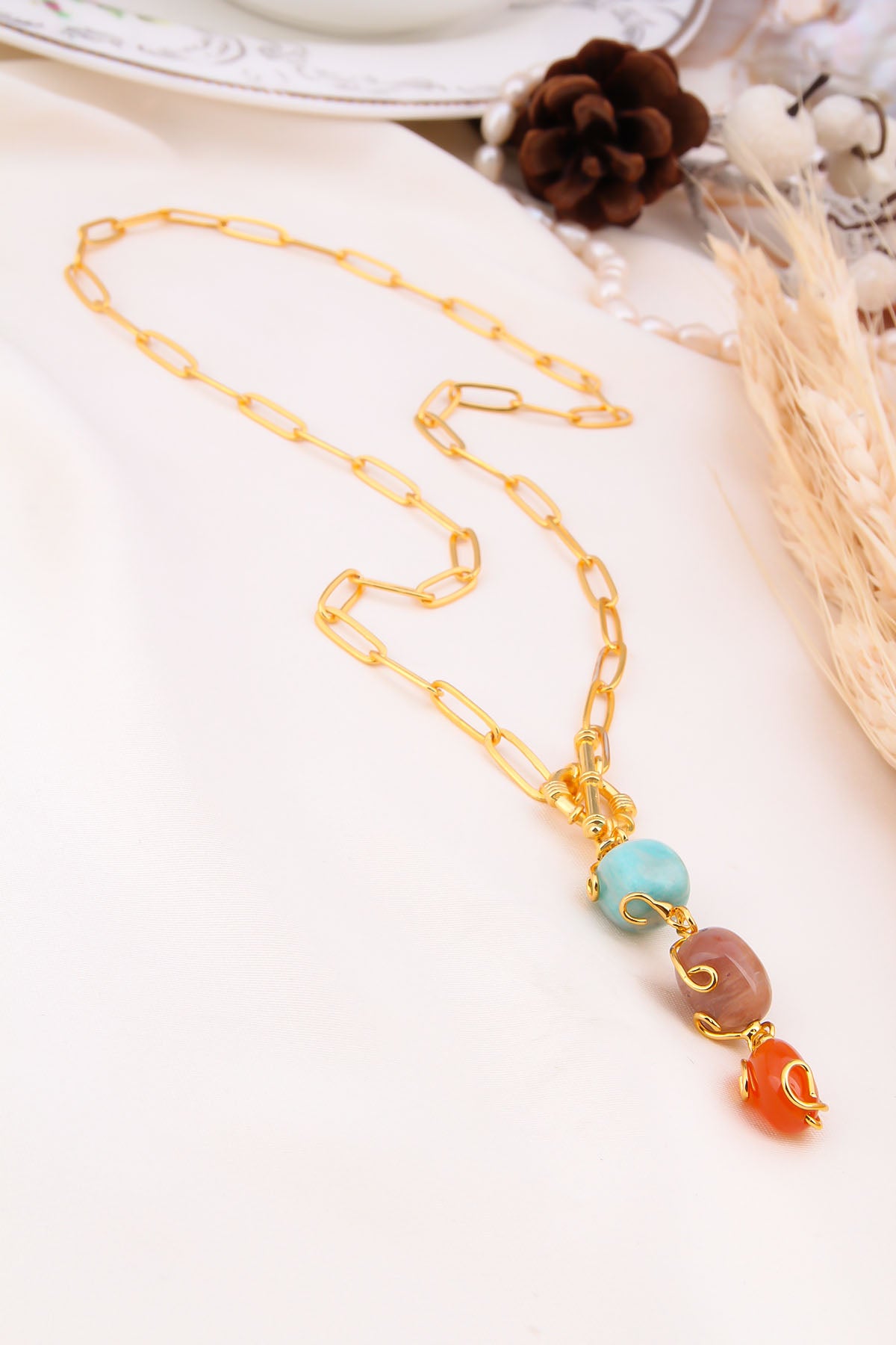 Amazonite & Sun Stone Necklace