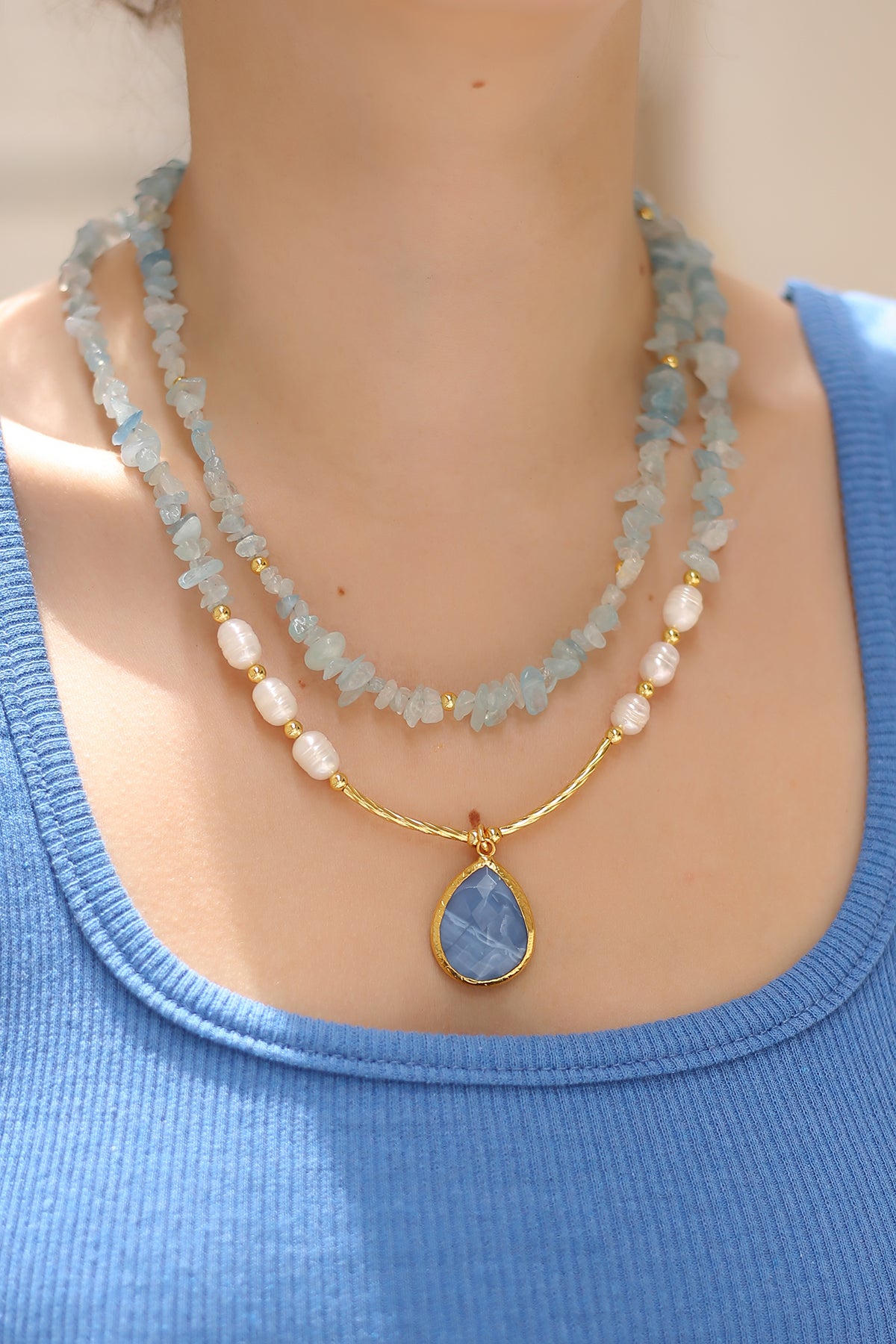 Aquamarine & Pearl Necklace