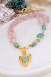 Pink Quartz & Amazonite Collier