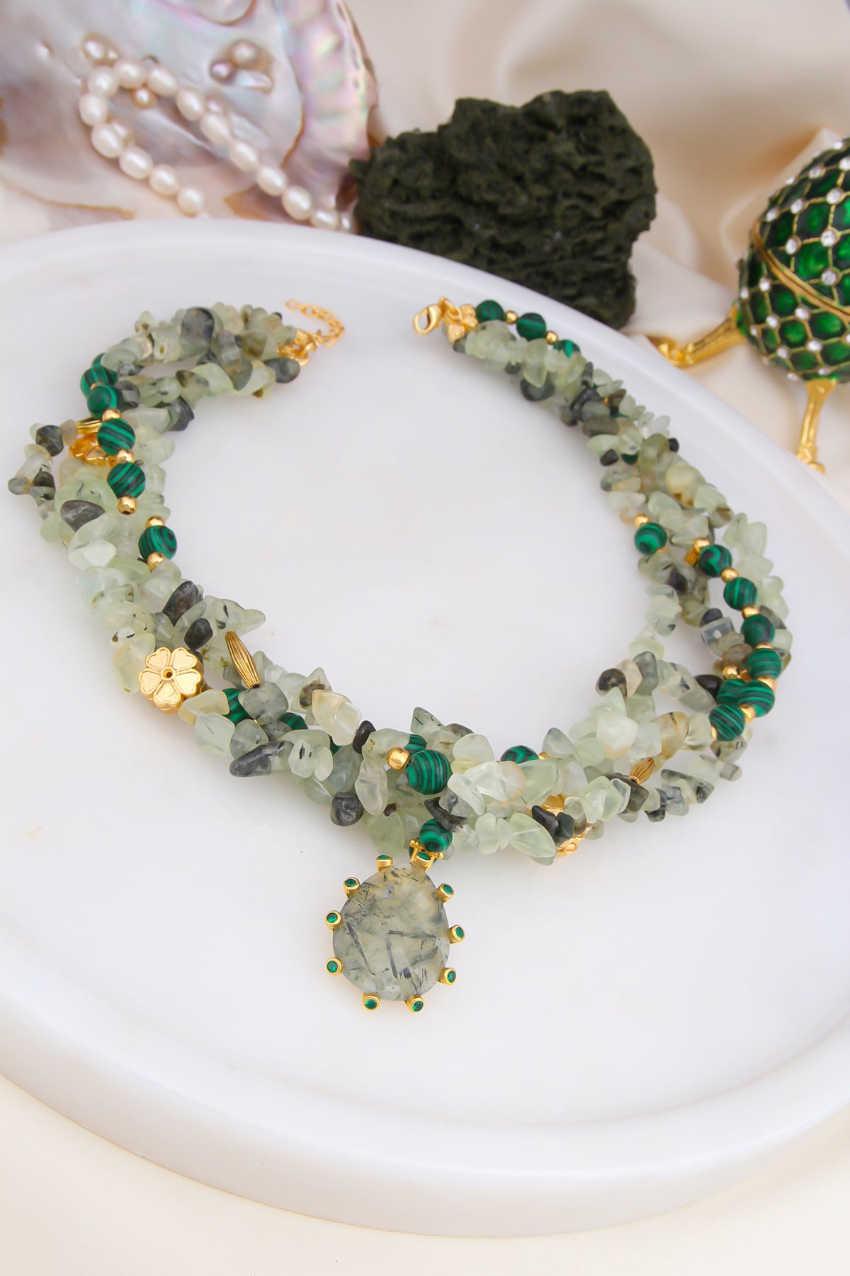 Malahite & Prehnite Collier