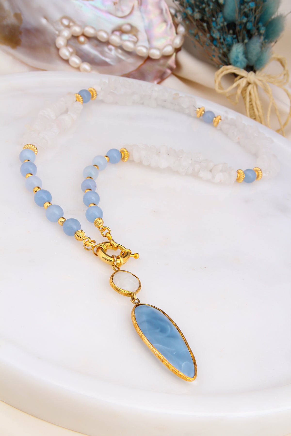 Blue Opal & MoonStone Collier