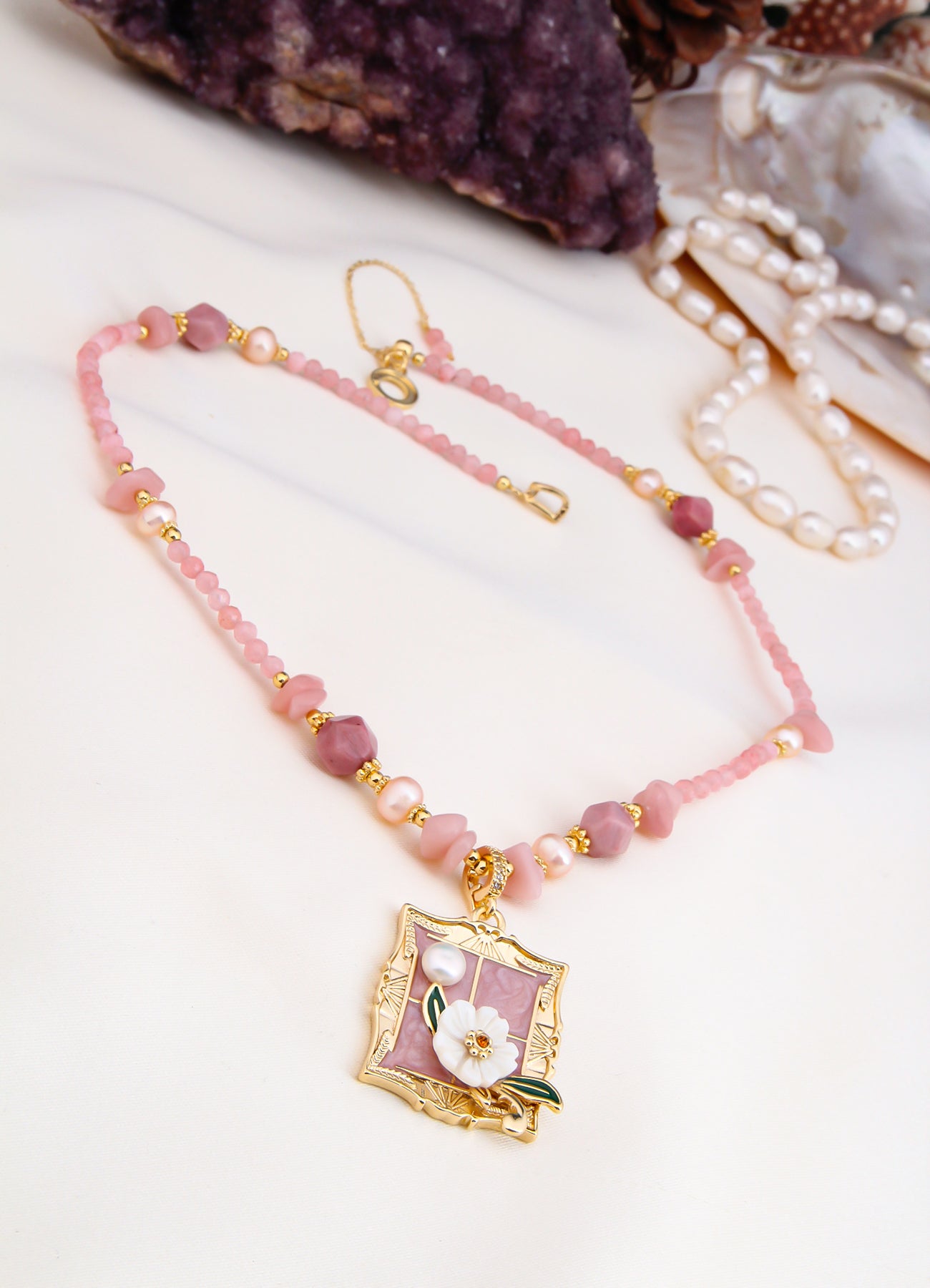 Pink Quartz Necklace