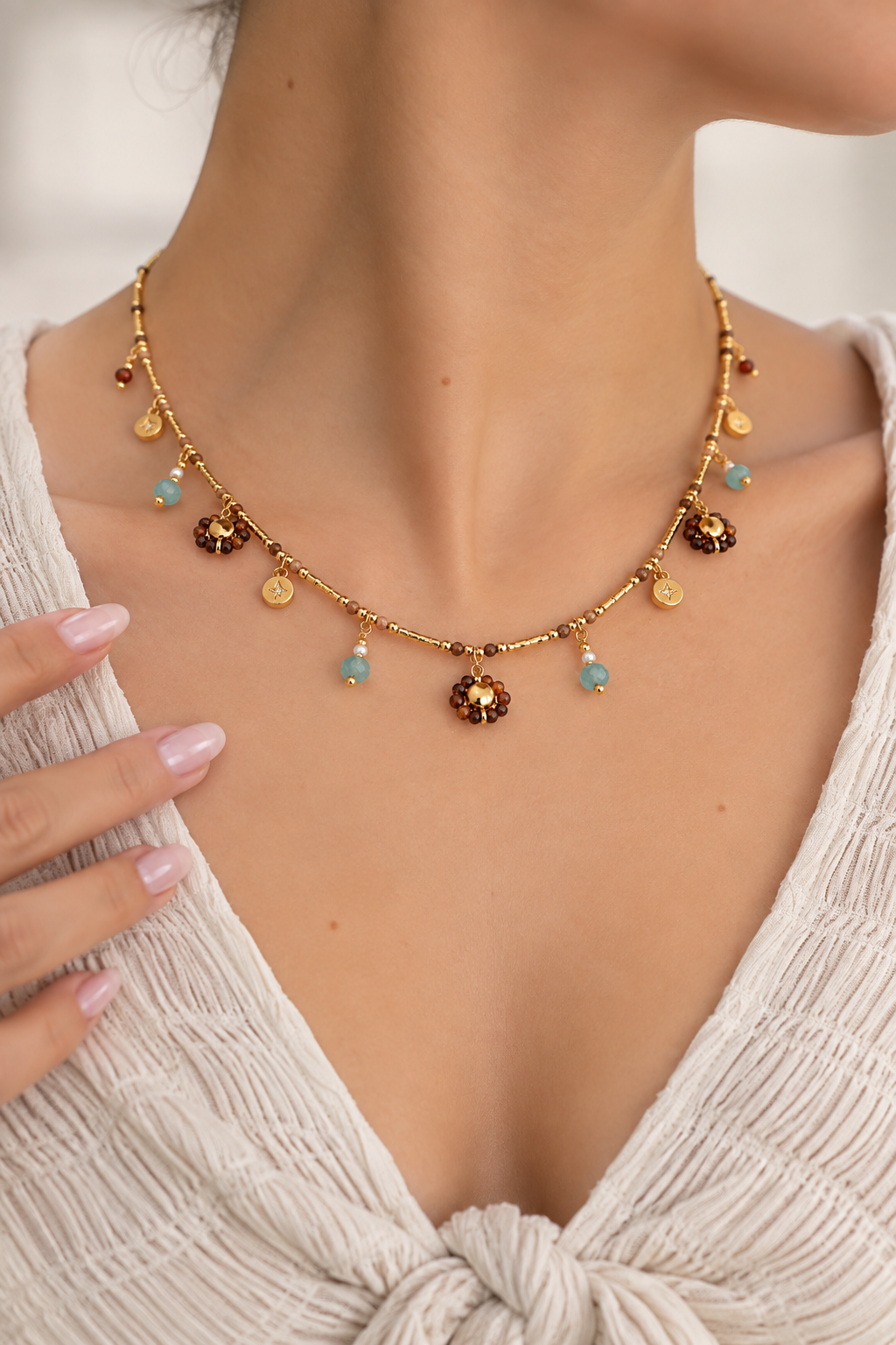 Tiger Eyes & Amazonite Necklace