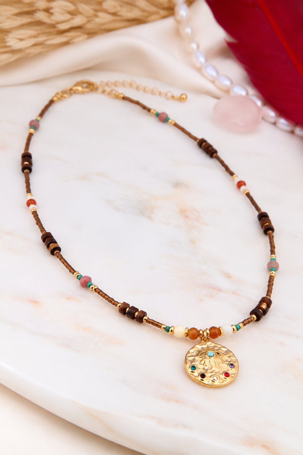 Tiger Eyes & Zircon Necklace