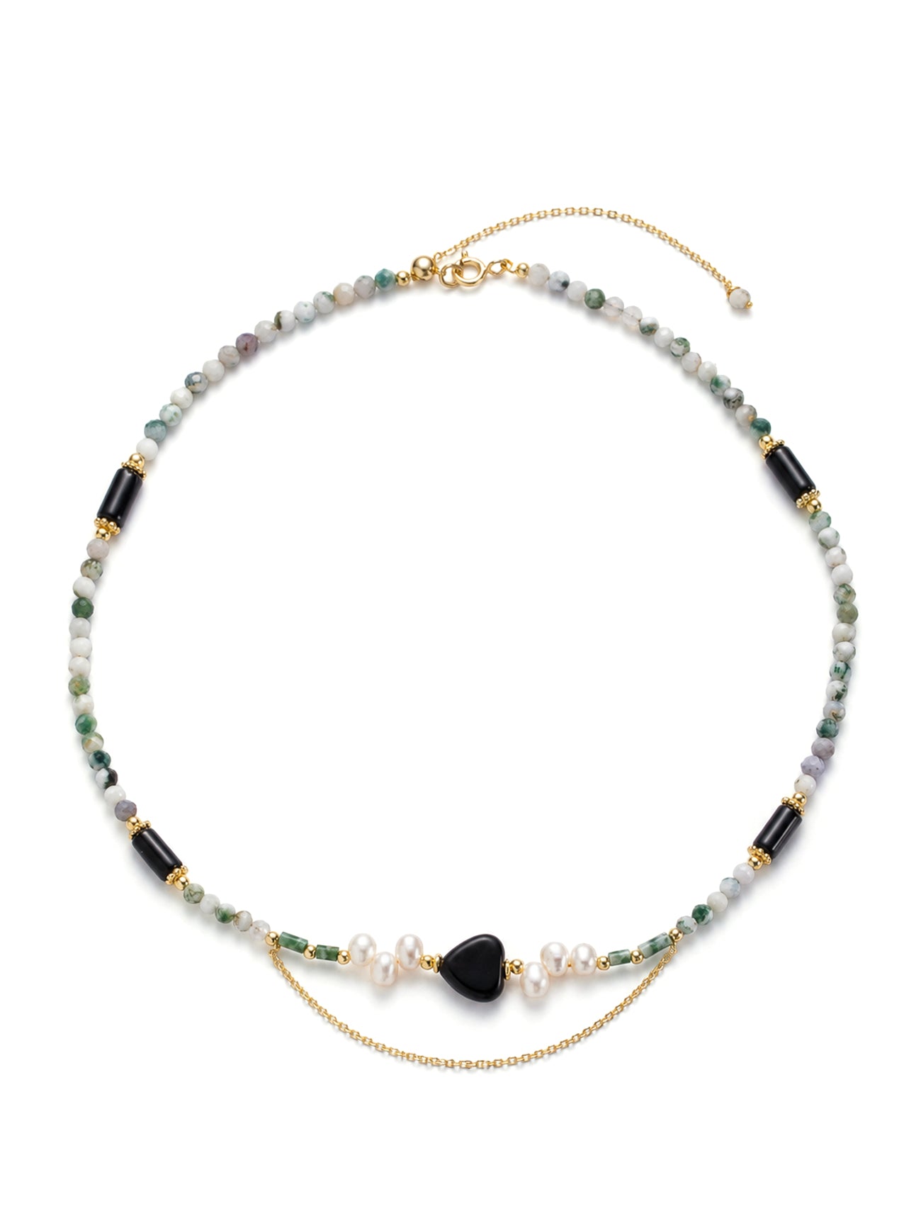 Onix & Black Ruthile & MoonStone Necklace