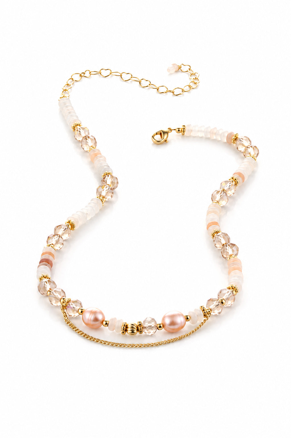 Pearl & Moon Stone & Crystal Necklace