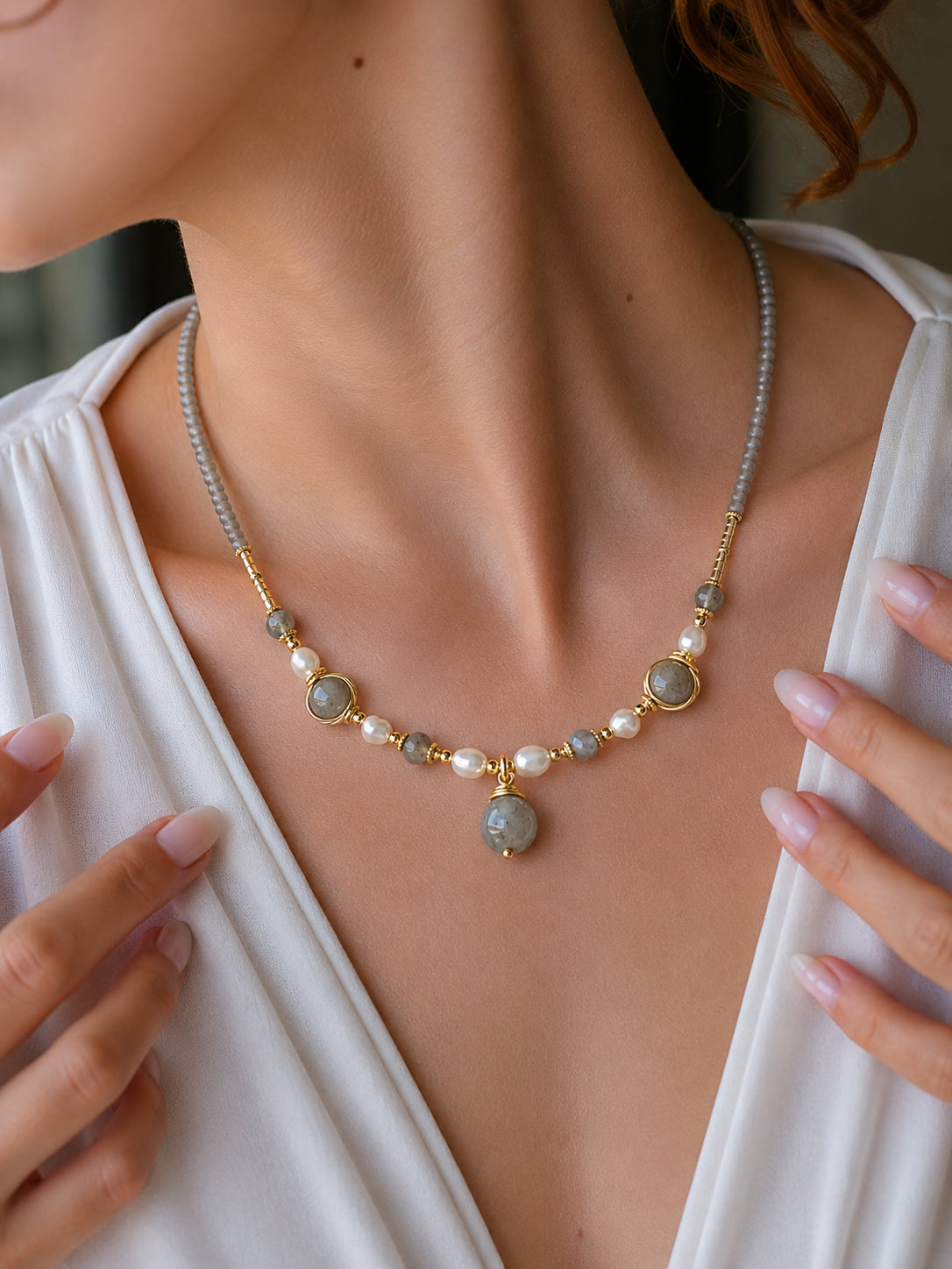 Pearl & Labradorite Necklace