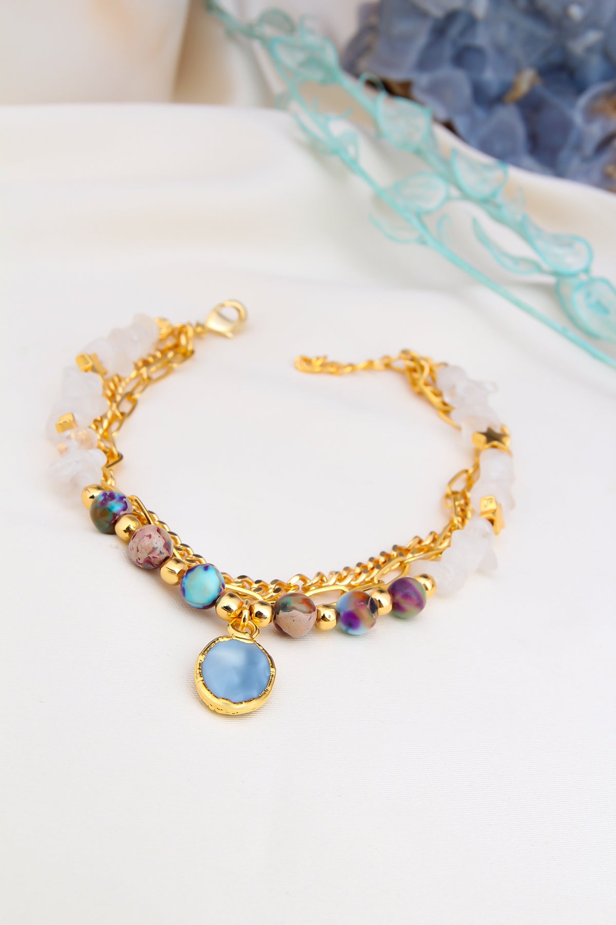 MoonStone & Blue Opal Anklte