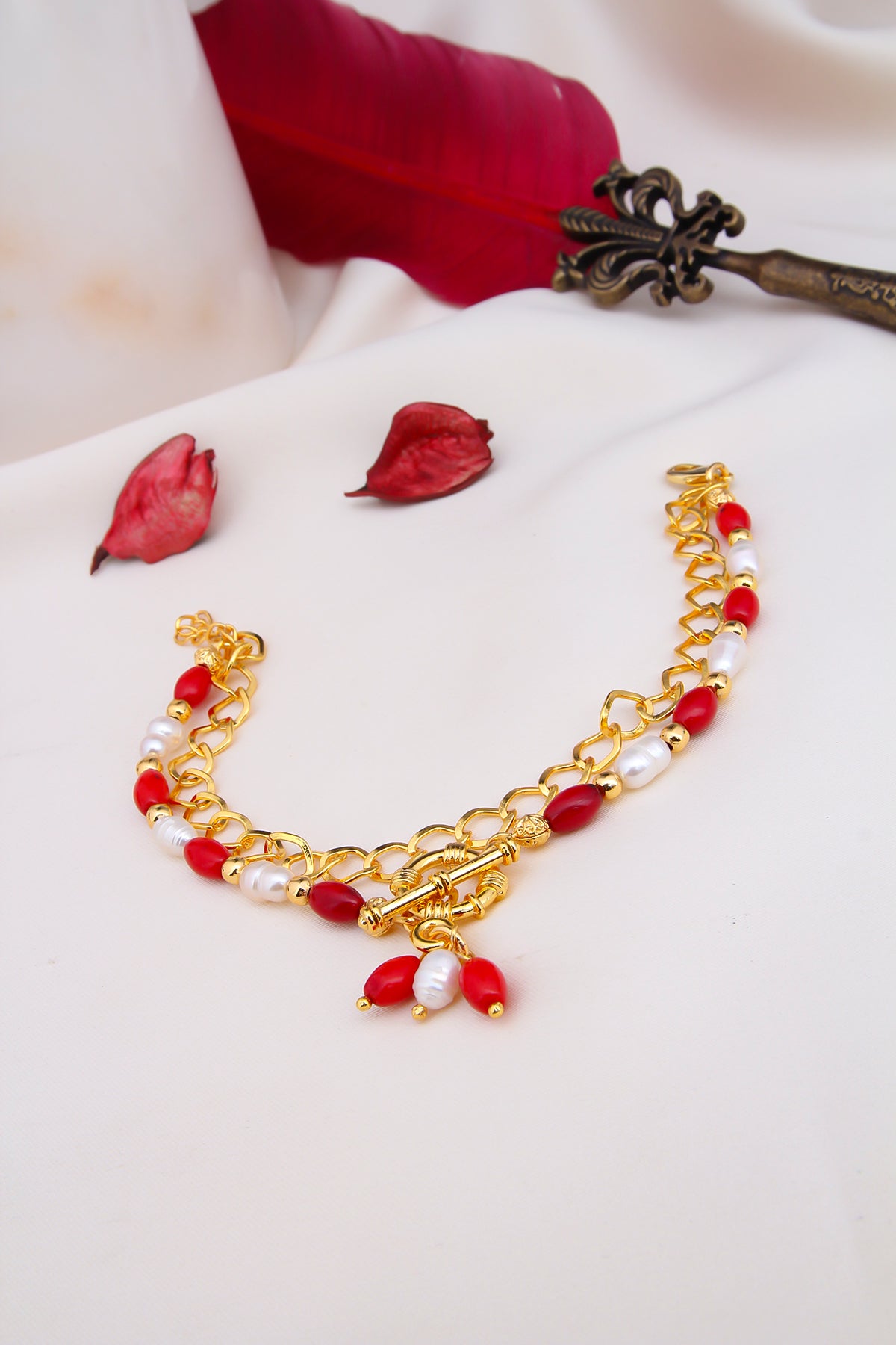 Coral & Pearl Anklet