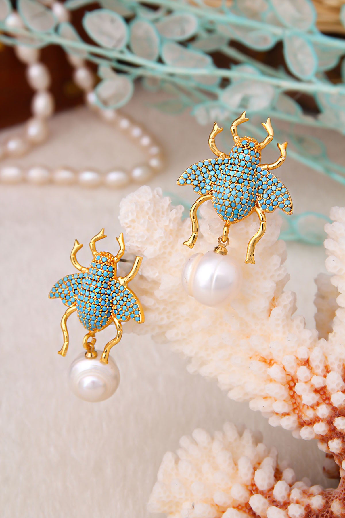 Turquoise & Pearl Set