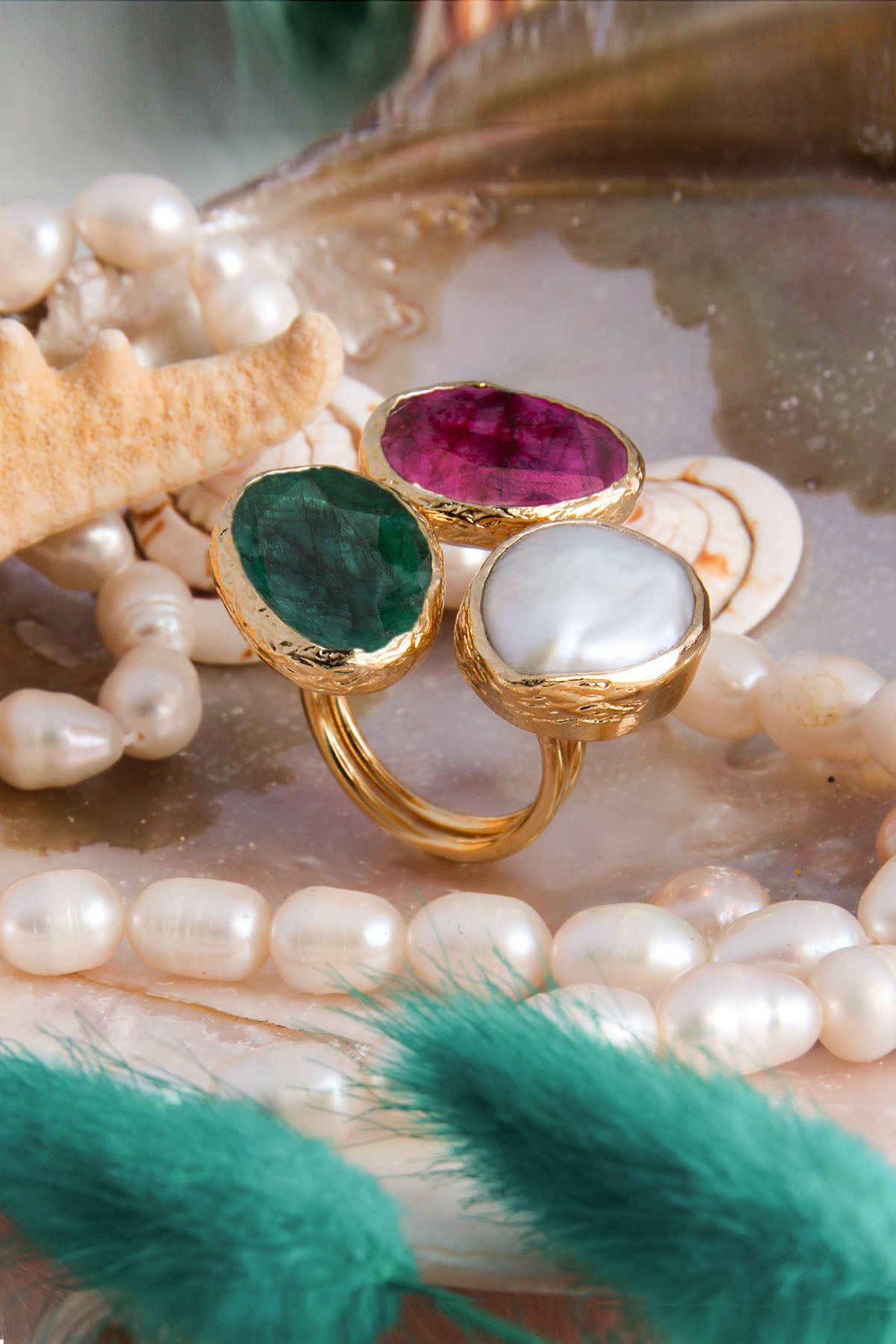 Agate & Pearl Ring