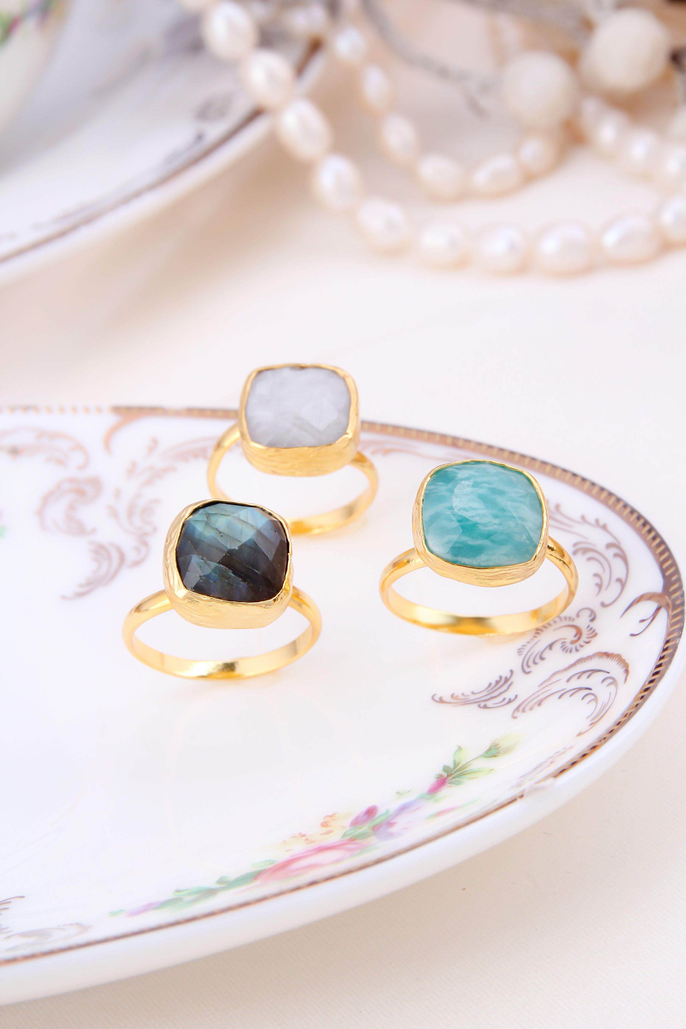 Labradorite & Amazonite & Moonstone Ring
