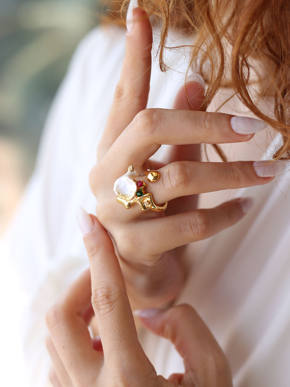 Pearl & Zircon Ring