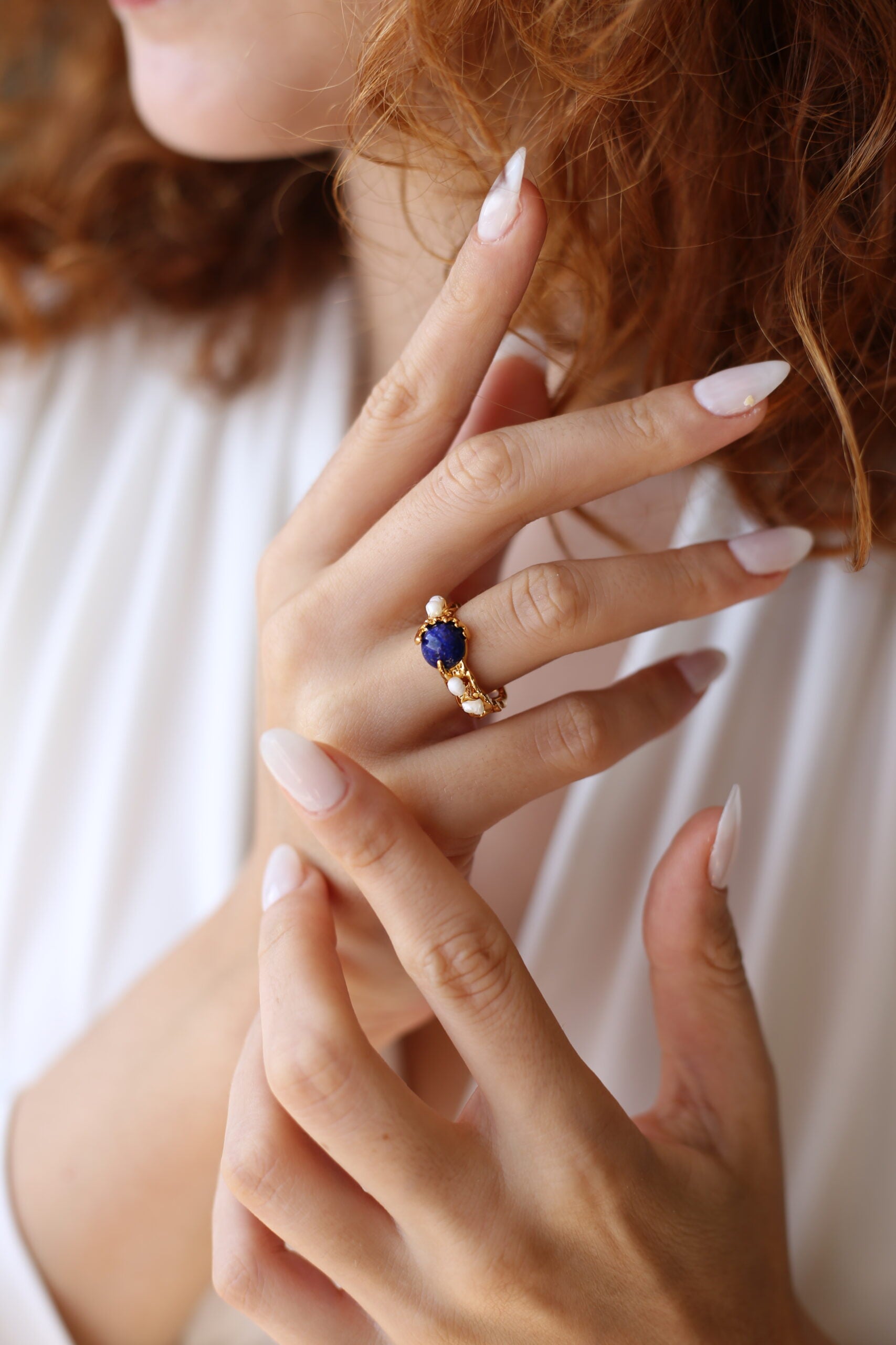 Saphire & Pearl Ring