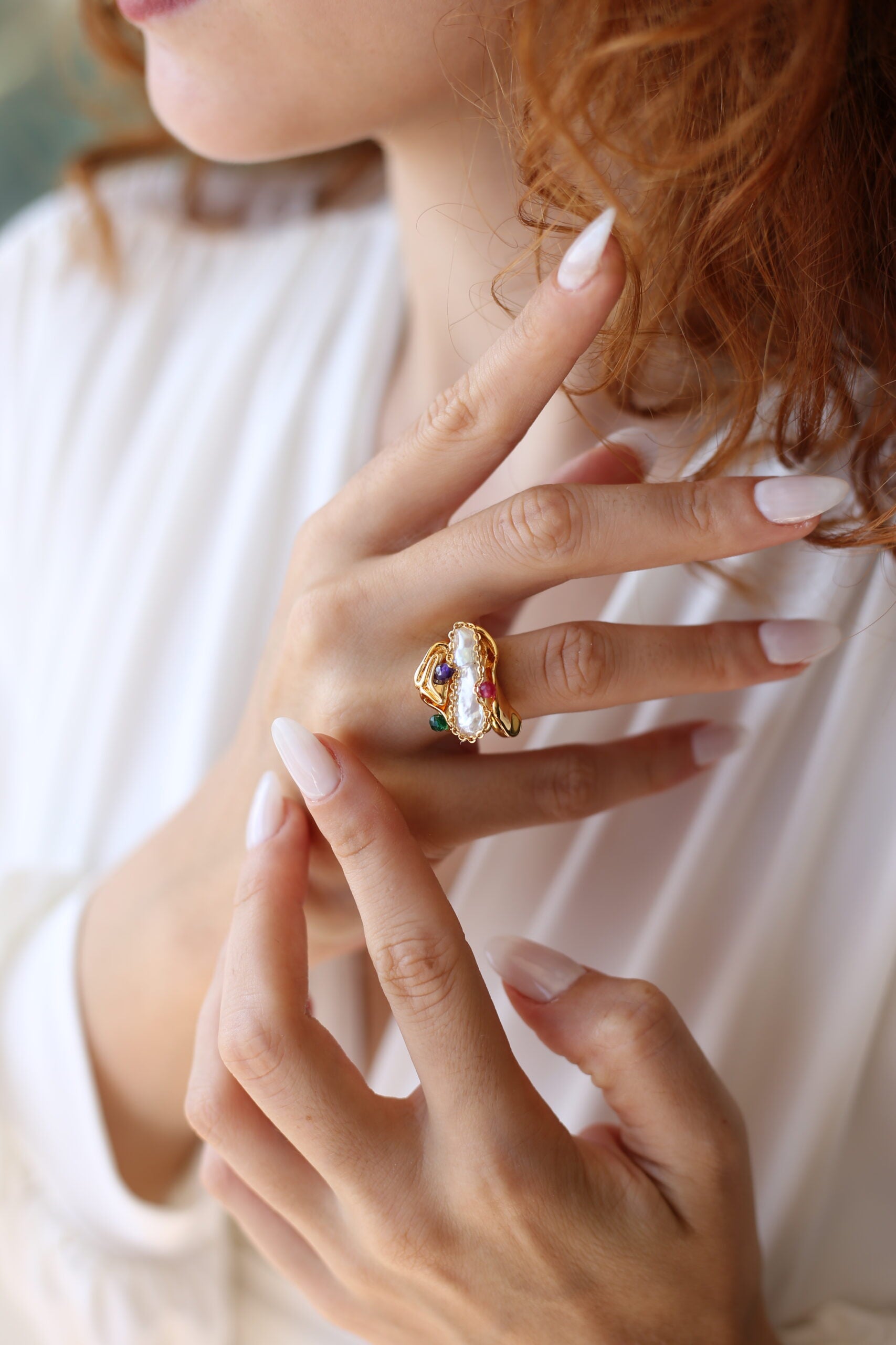 Pearl & Zircon Ring