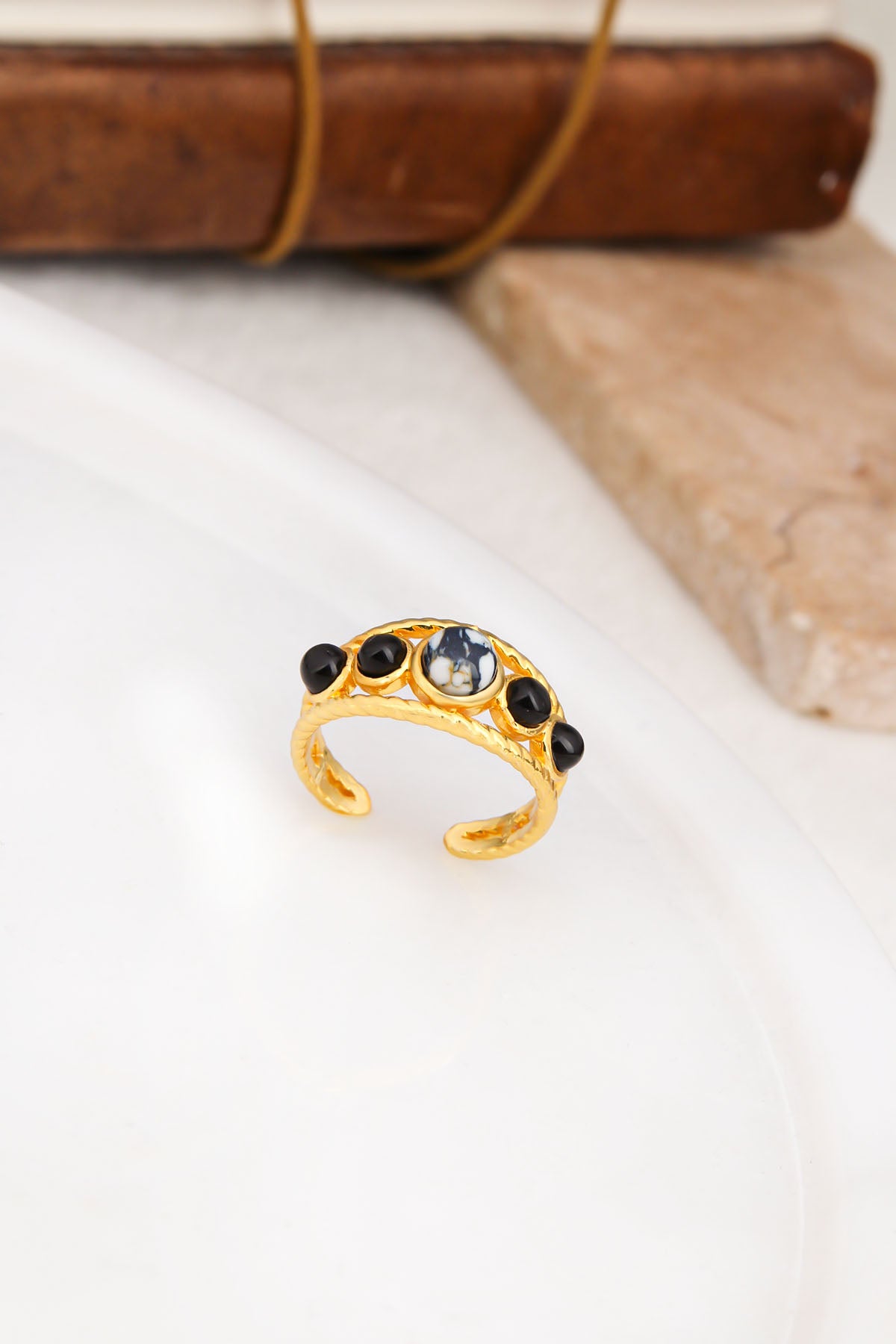 Black Routile & Onix Bague