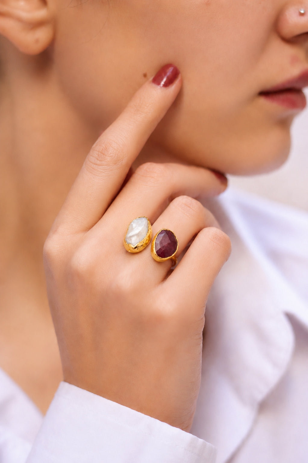 Pearl & Agate Ring