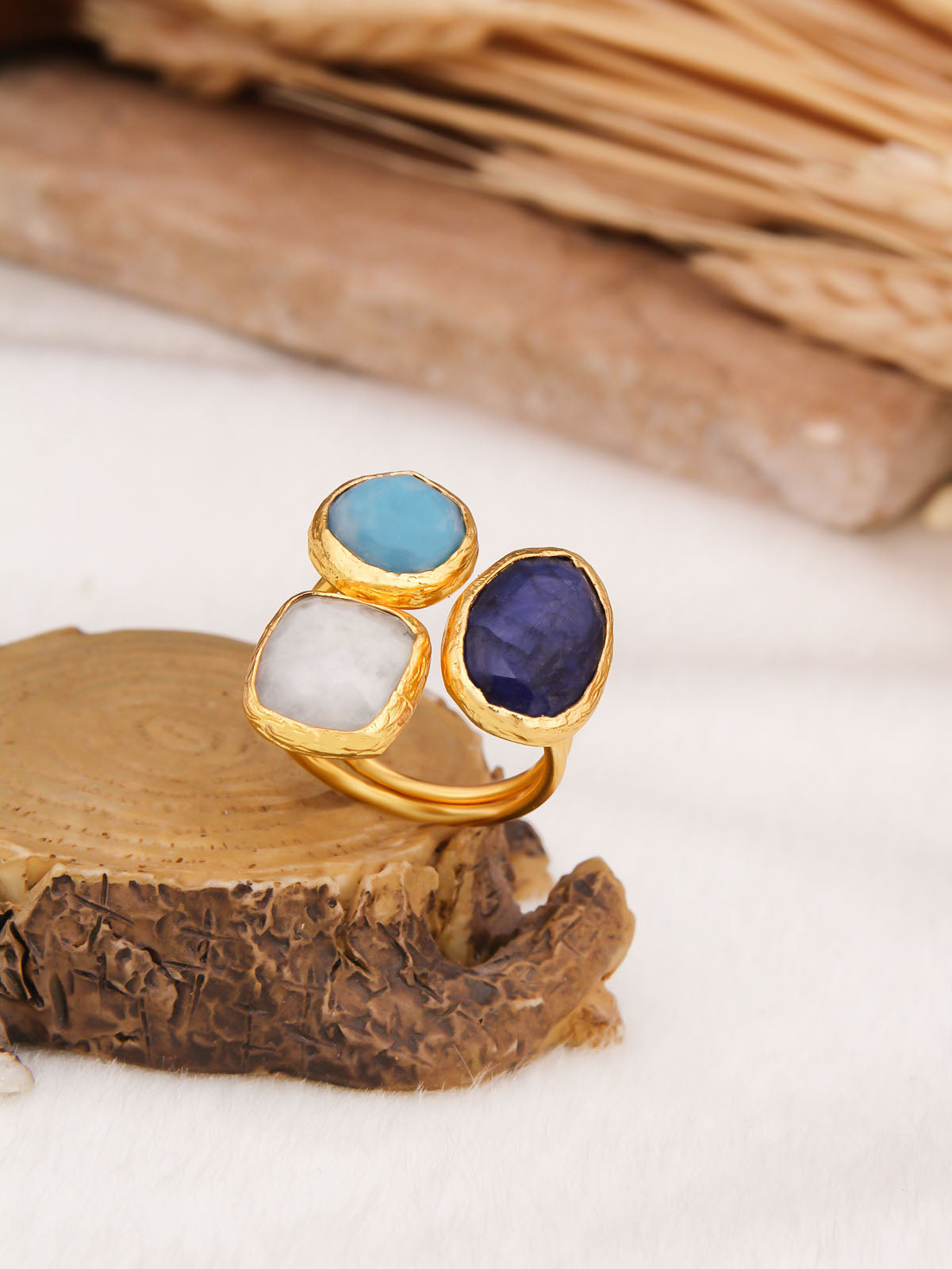 Lapis & Blue Opal & Moonstone Bague