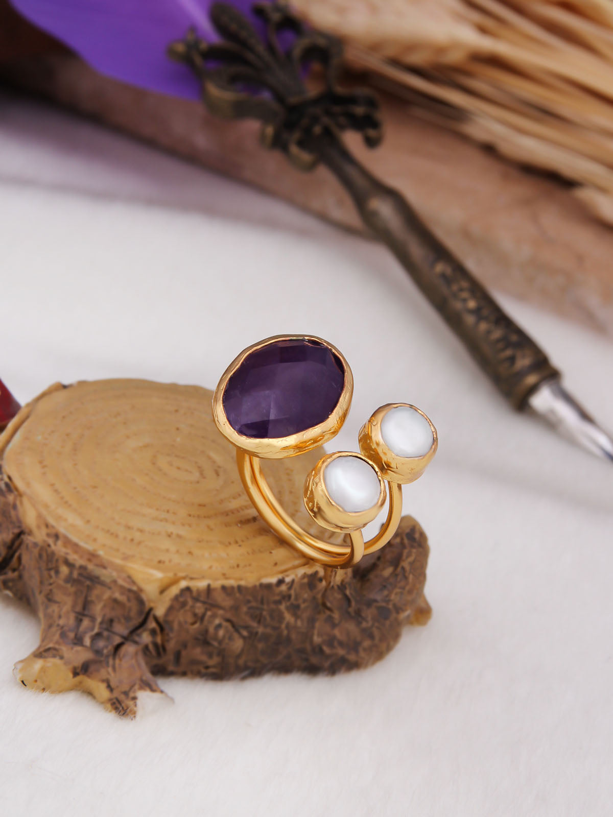 Amethyst & Pearl Bague