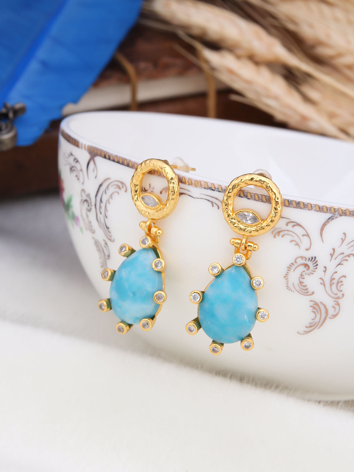 Turquoise & Zircon Boucle d'oreilles