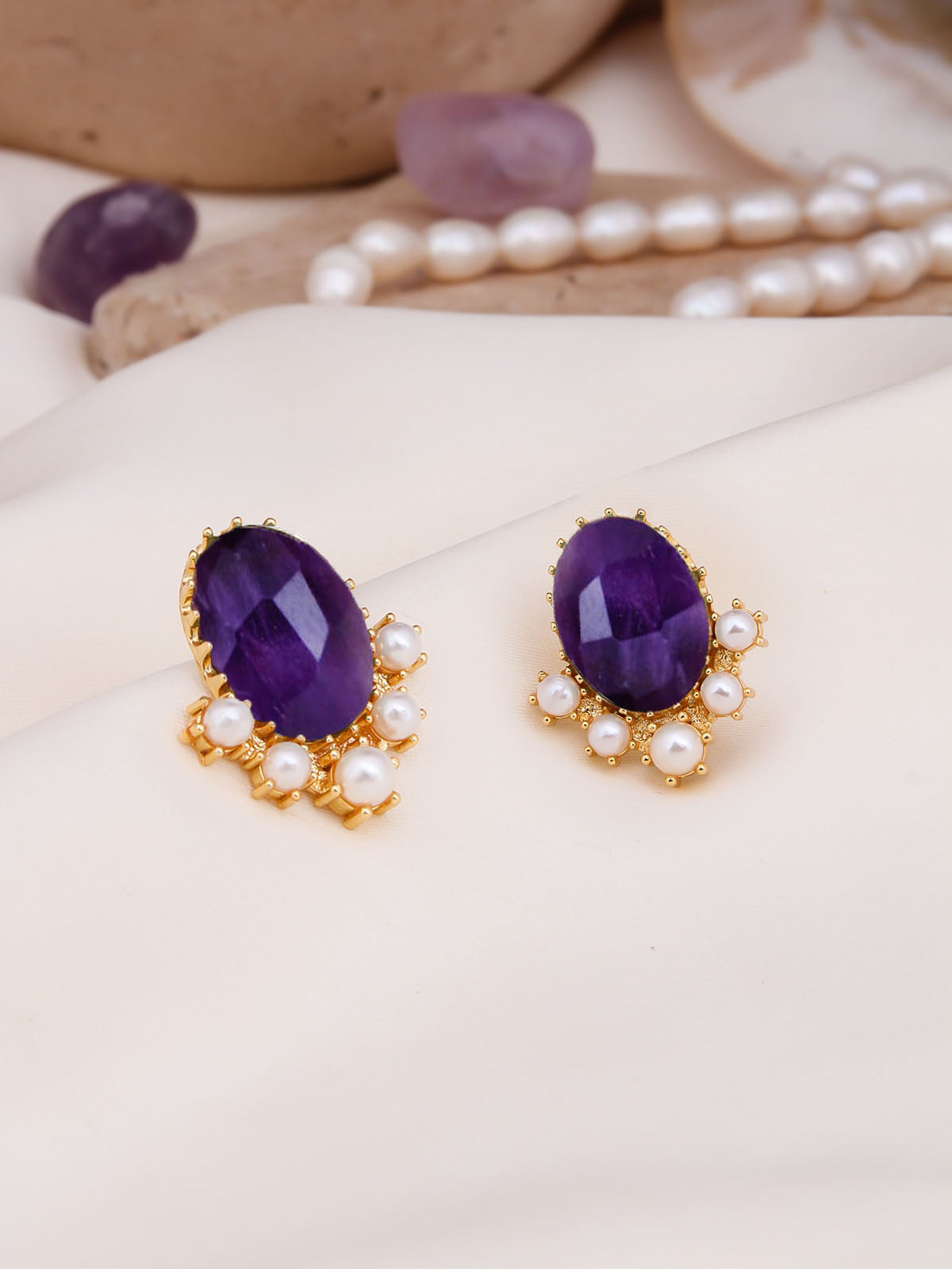Amethyst & Pearl Boucles d'oreilles