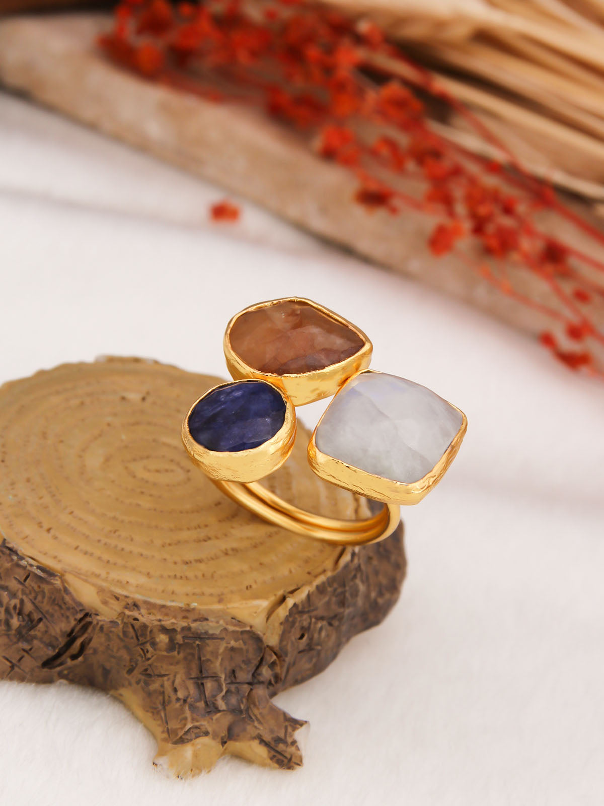 Citrine & Lapis & Moonstone Bague