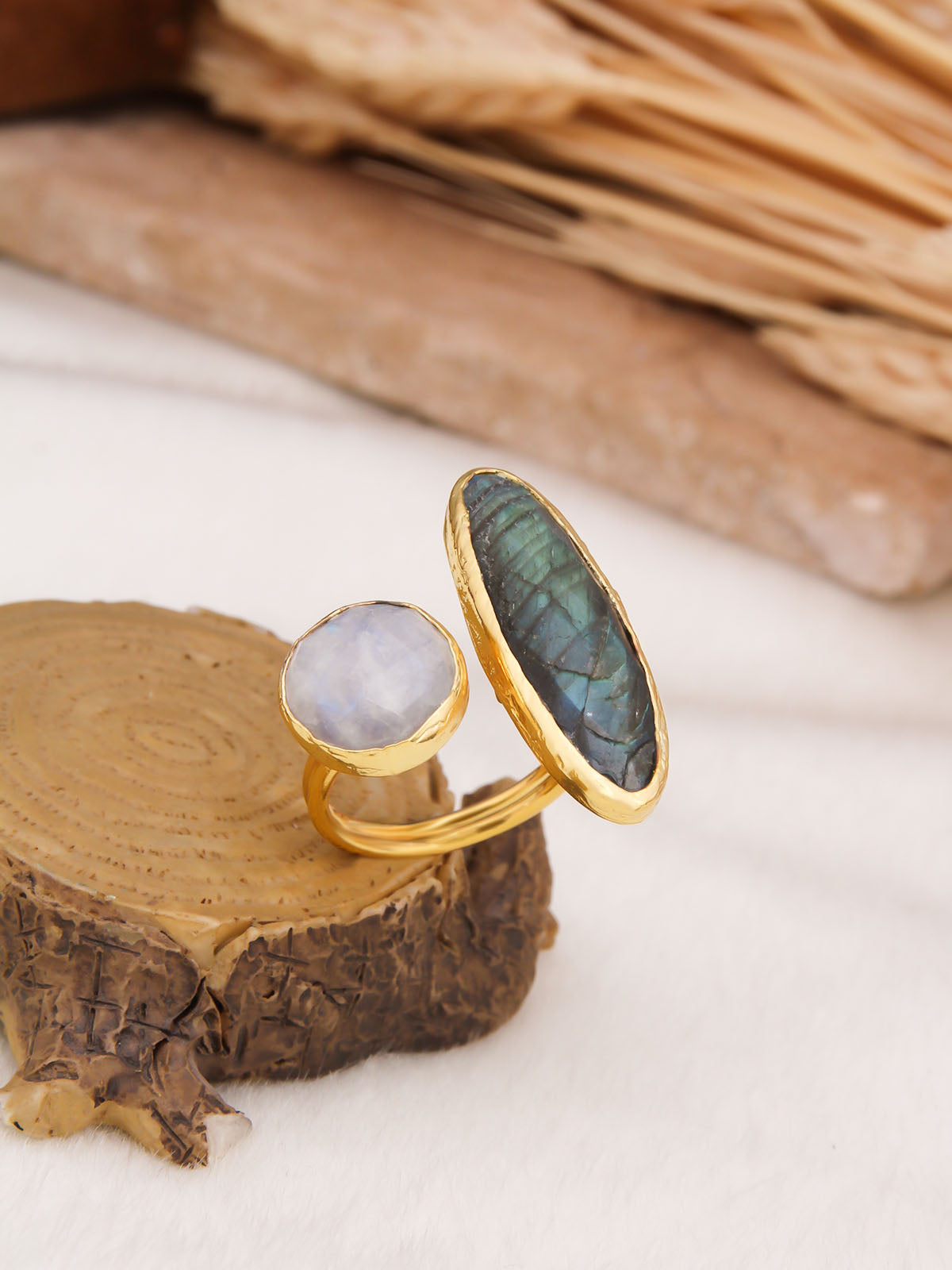 Labradorite & Moonstone Bague