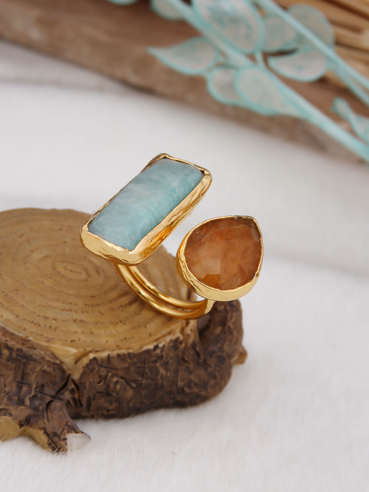Citrine & Amazonite Bague