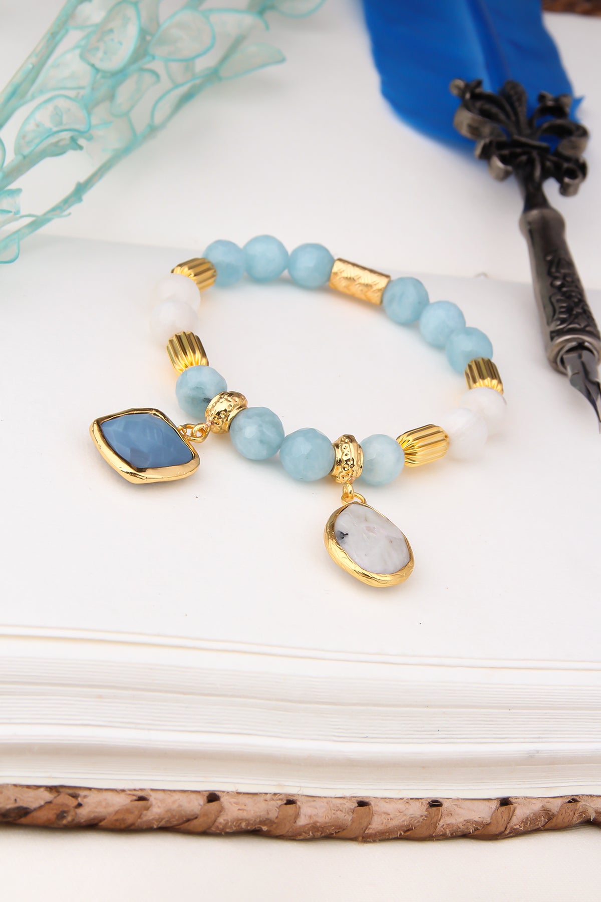 Moonstone & Blue Opal Bracelets
