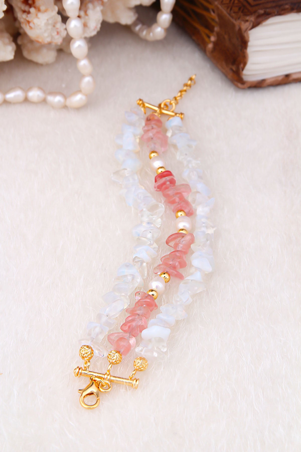 Pink Quartz & Moonstone Bracelets