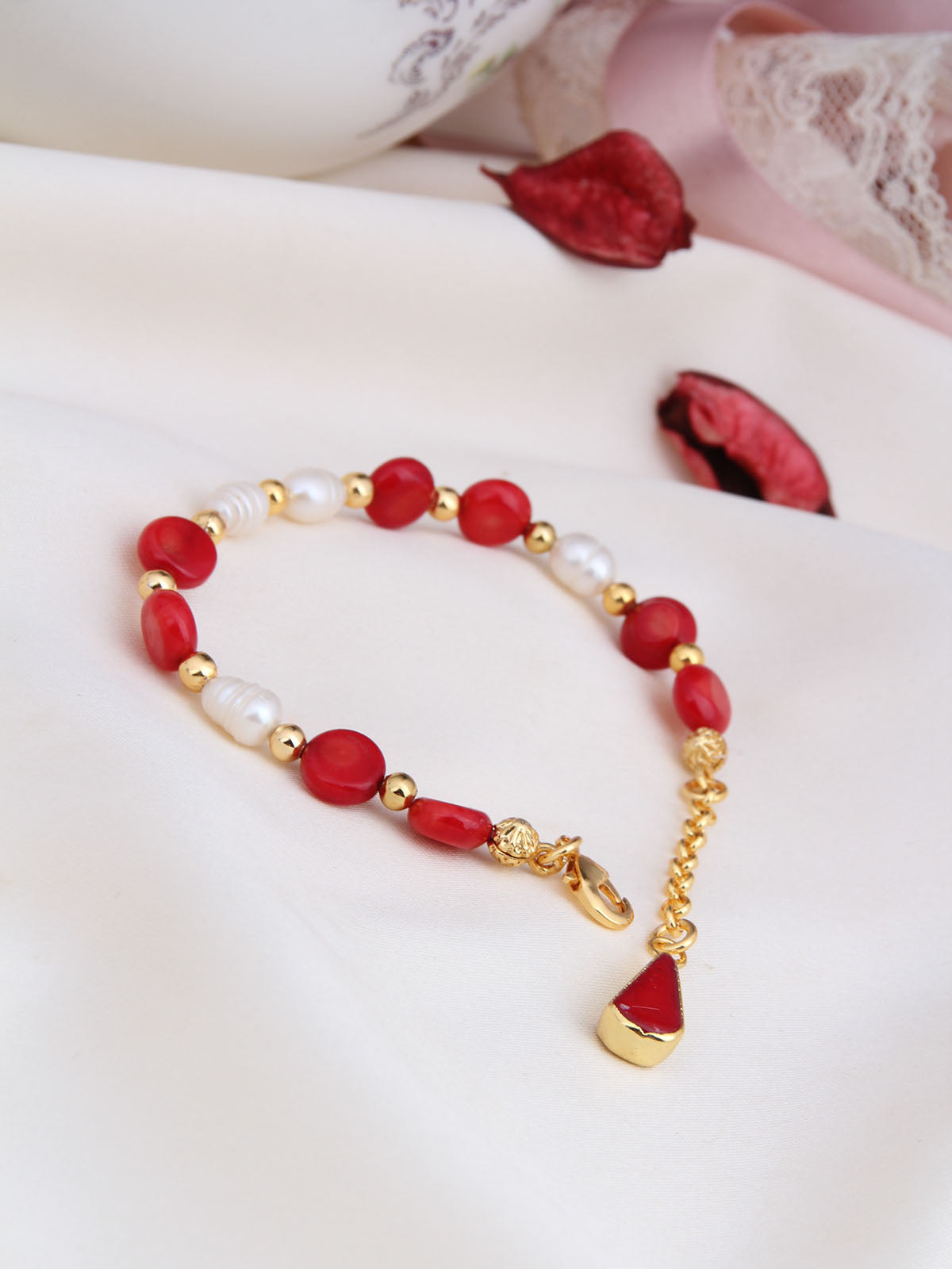 Coral & Pearl Bracelet