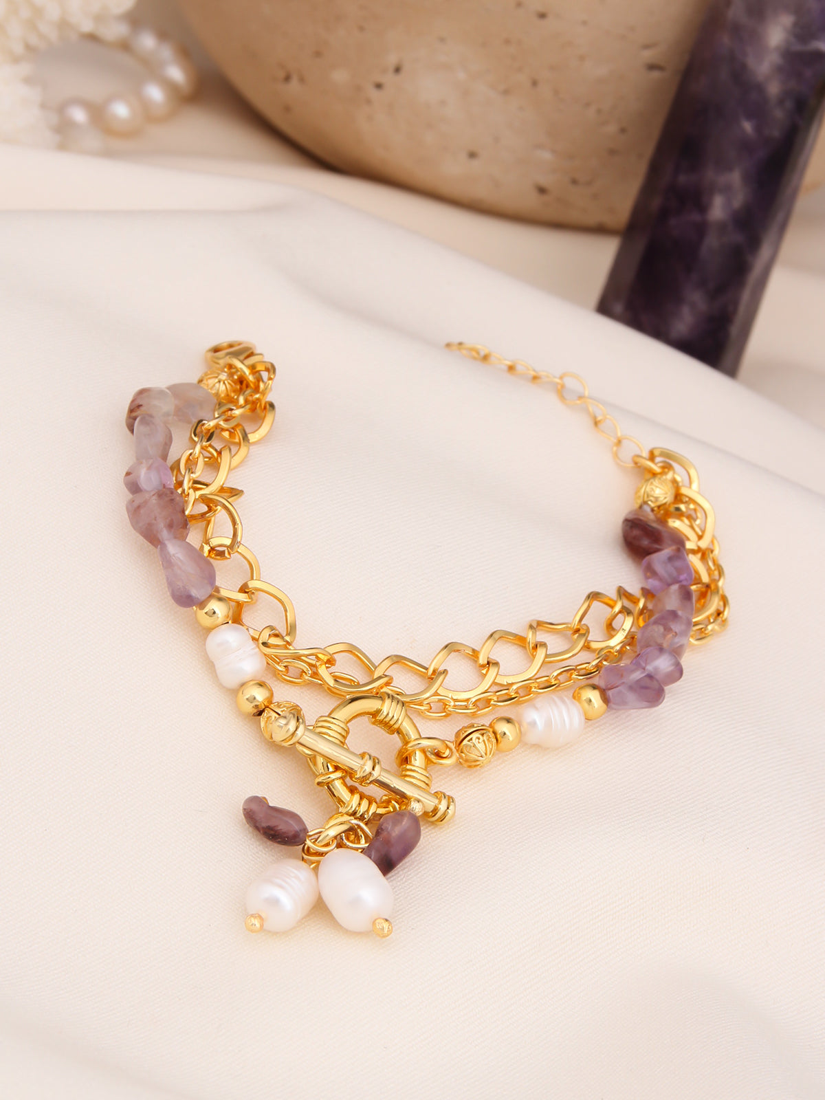 Amethyst & Pearl Boucle d'oreilles