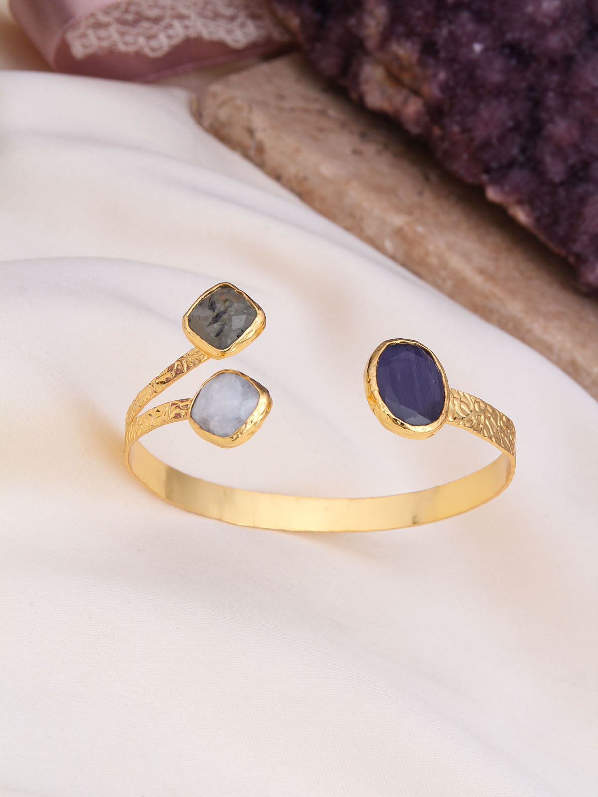 Moonstone & Prinhite & Amethyst Bracelet