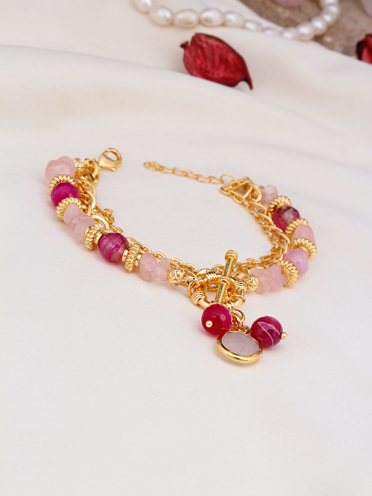 Pink Quartz & Quartz Bracelet