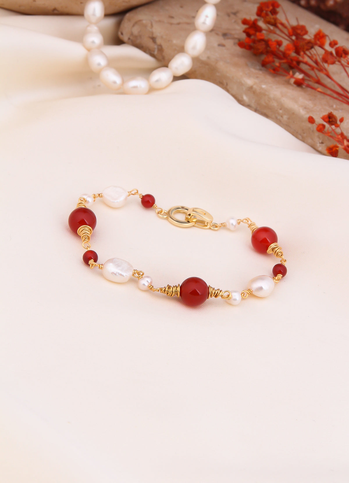 Coral & Pearl Bracelet