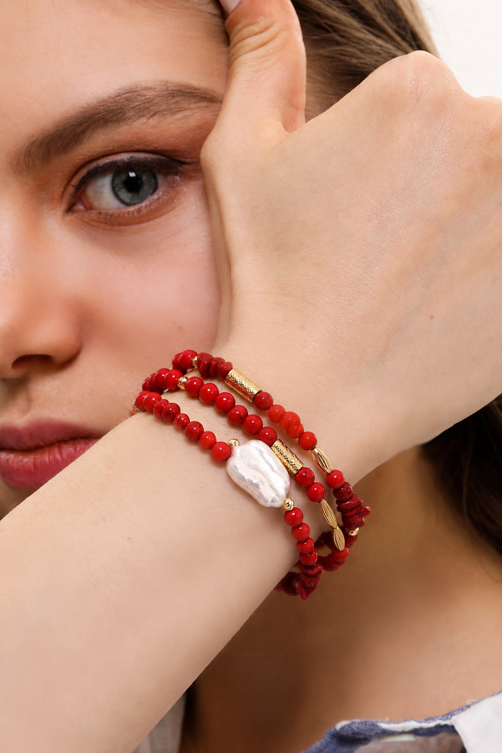 Coral & Pearl Bracelet