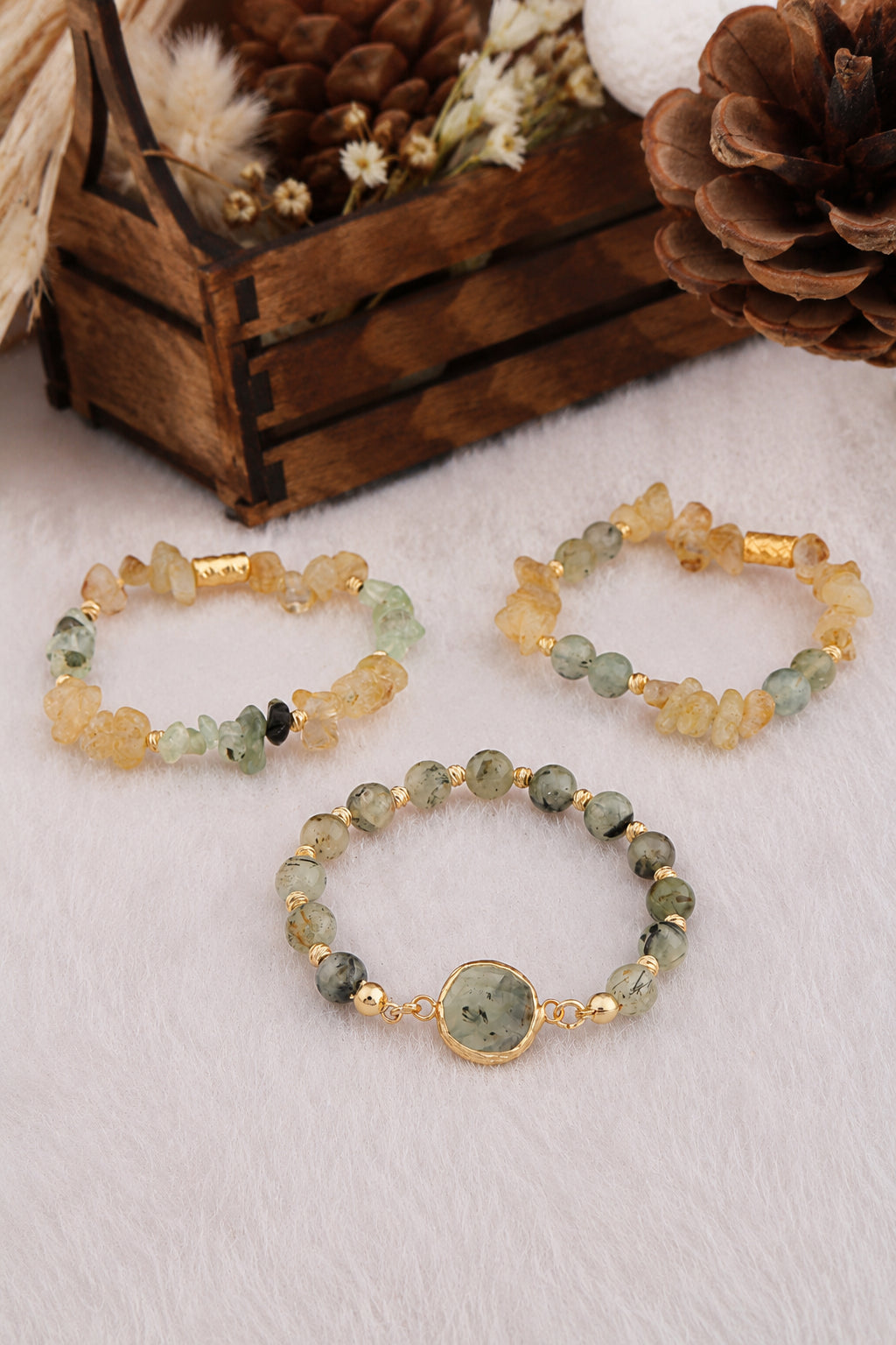 Prehnite & Citrine Bracelet