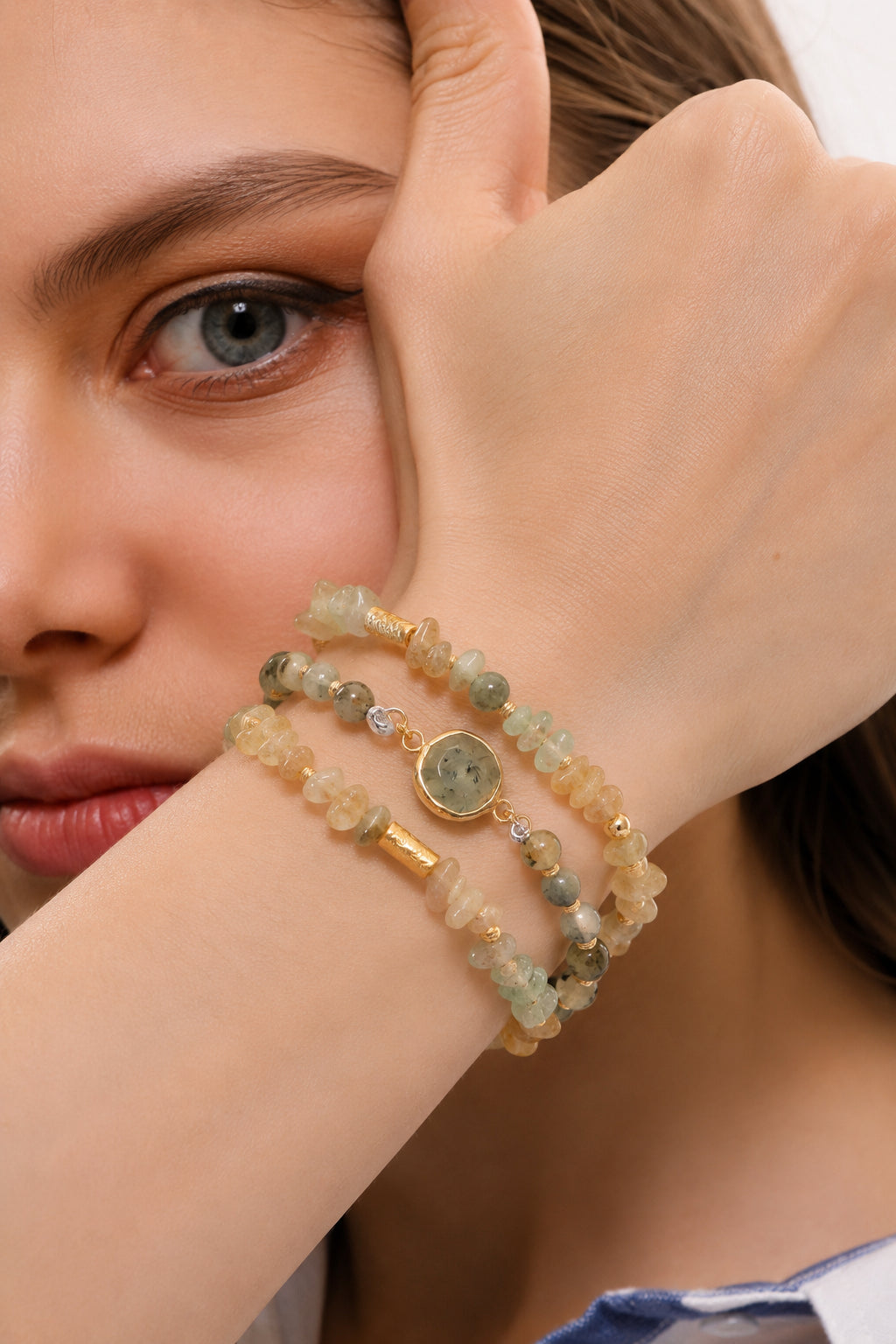 Prehnite & Citrine Bracelet