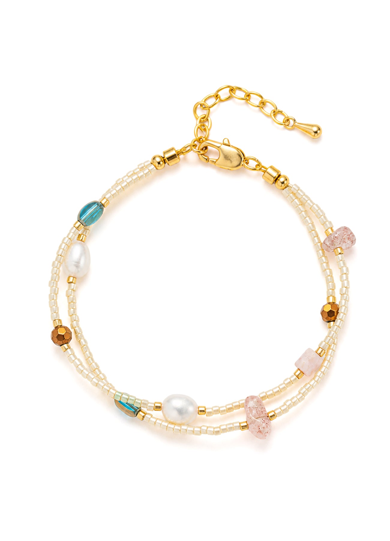 Pearl & Stawberry Quartz Bracelet
