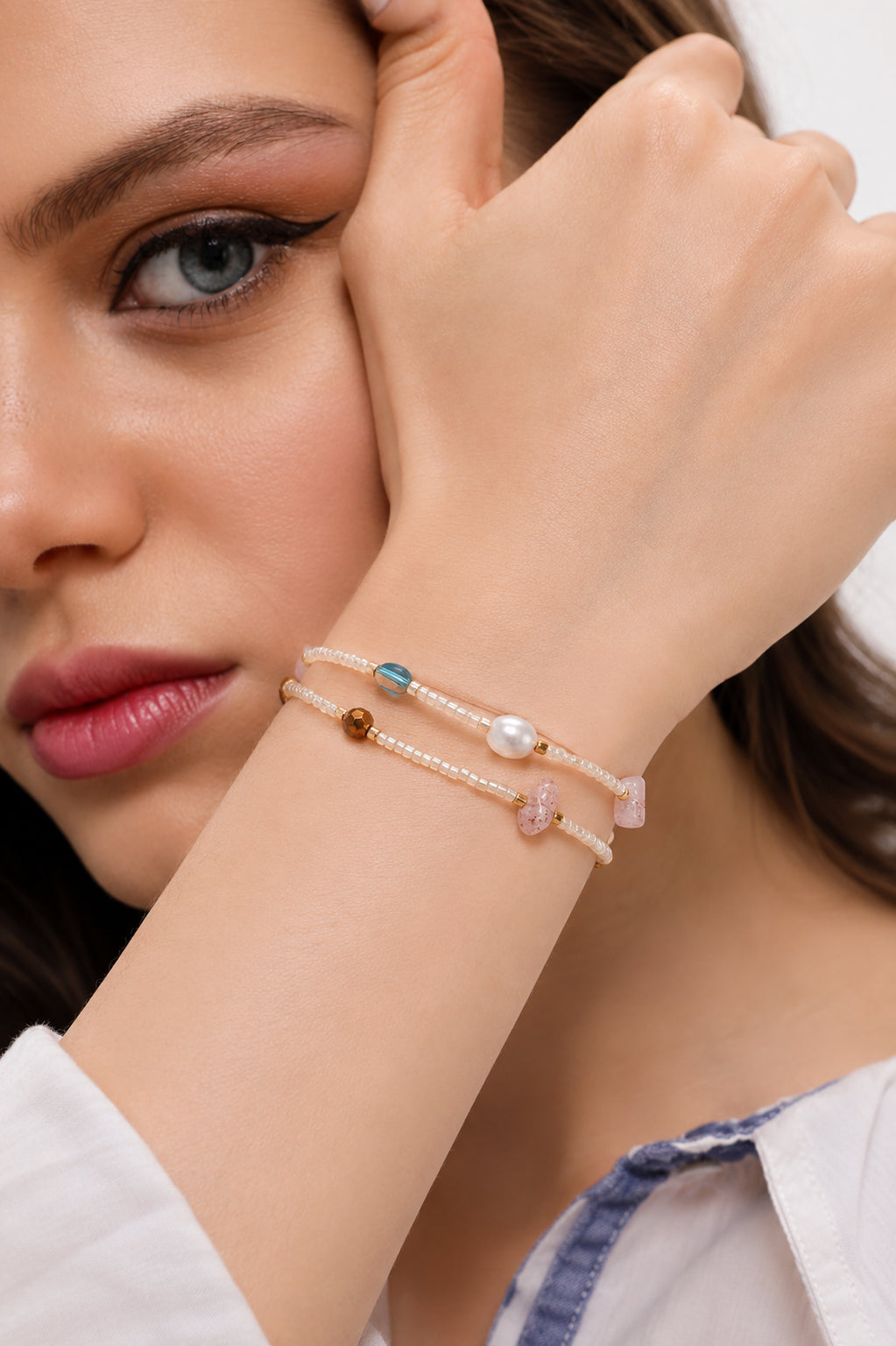 Pearl & Stawberry Quartz Bracelet